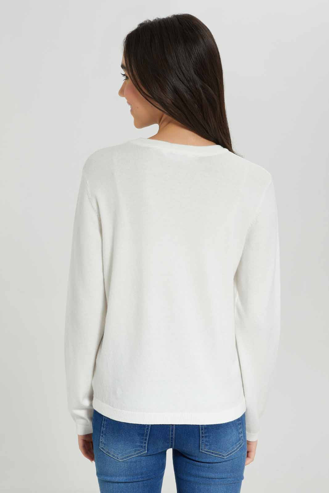 Redtag-Girls-White-Basic-Pullover-Category:Pullovers,-Colour:White,-Deals:New-In,-Dept:Girls,-Filter:Senior-Girls-(8-to-14-Yrs),-GSR-Pullovers,-New-In-GSR-APL,-Non-Sale,-S23A,-Section:Girls-(0-to-14Yrs),-TBL-Senior-Girls-9 to 14 Years