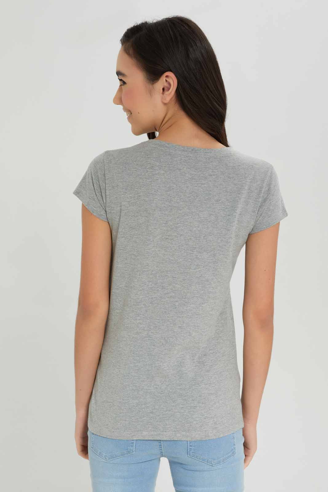 Redtag-Girls-Mid-Grey-S/S-T-Shirt-Category:T-Shirts,-Colour:Grey,-Deals:New-In,-Dept:Girls,-Filter:Senior-Girls-(8-to-14-Yrs),-GSR-T-Shirts,-New-In-GSR-APL,-Non-Sale,-S23A,-Section:Girls-(0-to-14Yrs),-TBL-Senior-Girls-9 to 14 Years
