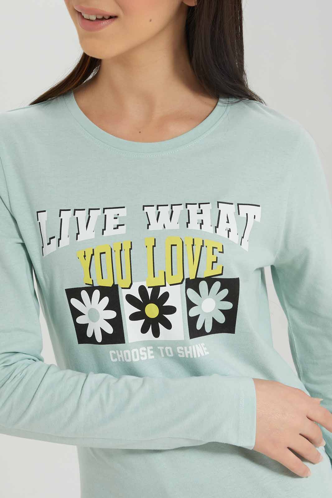 Redtag-Girls-Mint-L/S-T-Shirt-Category:T-Shirts,-Colour:Mint,-Deals:New-In,-Dept:Girls,-Filter:Senior-Girls-(8-to-14-Yrs),-GSR-T-Shirts,-New-In-GSR-APL,-Non-Sale,-S23A,-Section:Girls-(0-to-14Yrs),-TBL-Senior-Girls-9 to 14 Years