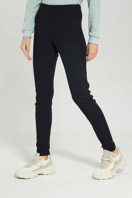 Redtag-Girls-Black-Rib-Leggings-BTS,-Category:Leggings,-Colour:Black,-Deals:New-In,-Dept:Girls,-Filter:Senior-Girls-(8-to-14-Yrs),-GSR-Leggings,-New-In-GSR-APL,-Non-Sale,-S23A,-Section:Girls-(0-to-14Yrs),-TBL-Senior-Girls-9 to 14 Years