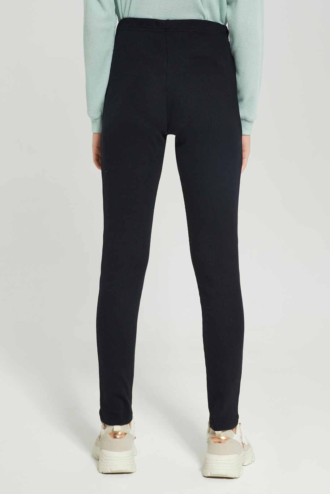Redtag-Girls-Black-Rib-Leggings-BTS,-Category:Leggings,-Colour:Black,-Deals:New-In,-Dept:Girls,-Filter:Senior-Girls-(8-to-14-Yrs),-GSR-Leggings,-New-In-GSR-APL,-Non-Sale,-S23A,-Section:Girls-(0-to-14Yrs),-TBL-Senior-Girls-9 to 14 Years