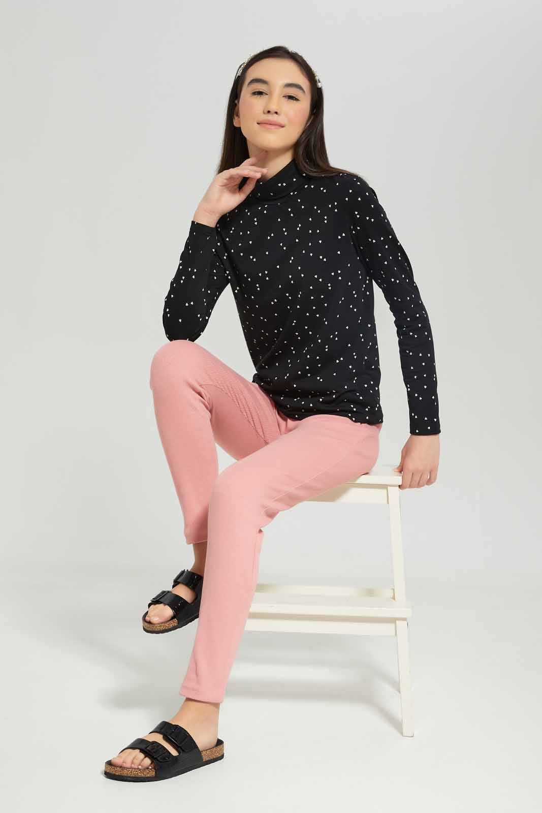 Redtag-Girls-Pink-Rib-Leggings-Category:Leggings,-Colour:Apricot,-Deals:New-In,-Dept:Girls,-Filter:Senior-Girls-(8-to-14-Yrs),-GSR-Leggings,-New-In-GSR-APL,-Non-Sale,-S23A,-Section:Girls-(0-to-14Yrs),-TBL-Senior-Girls-9 to 14 Years