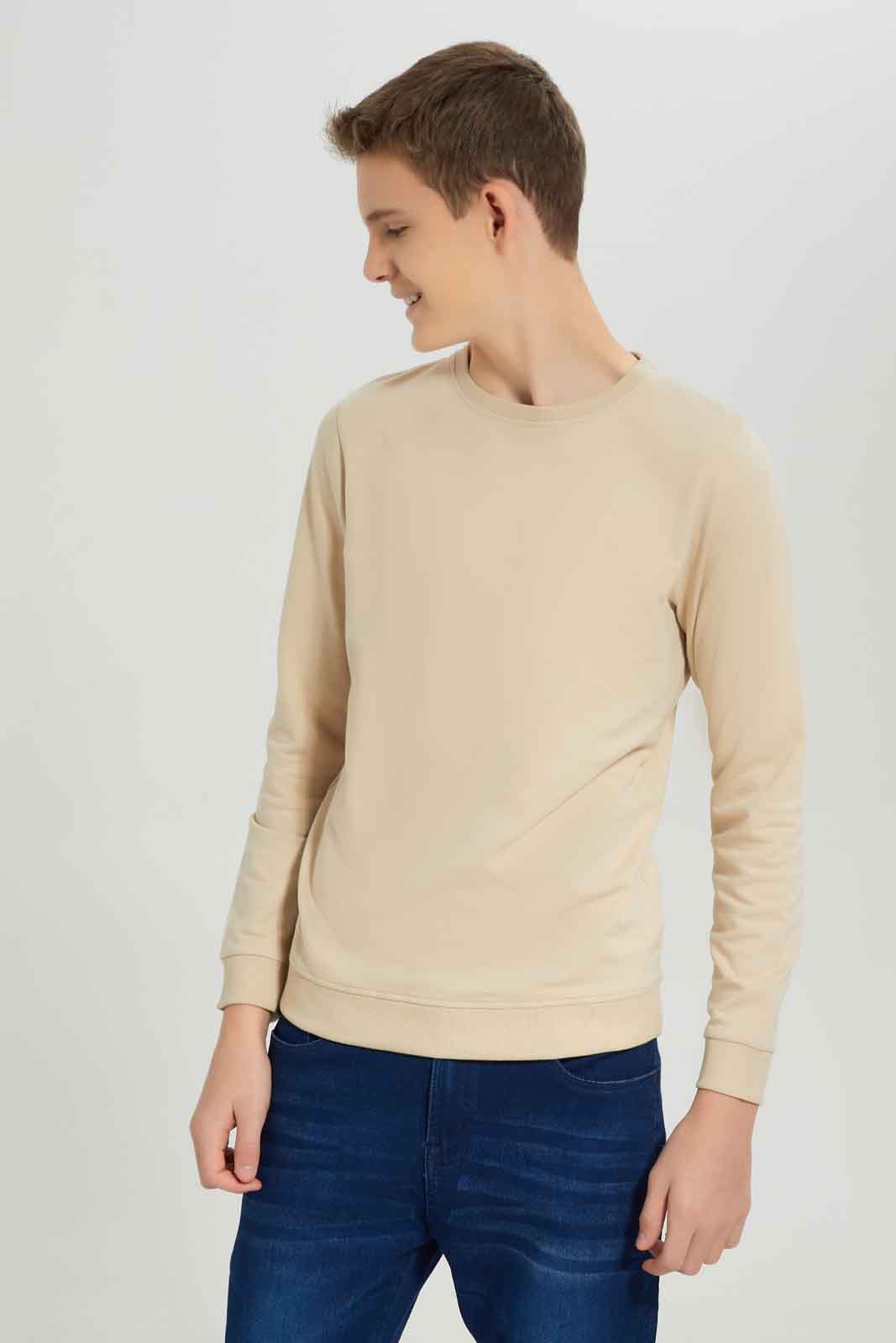 Redtag-Boys-Beige-Plain-Long-Sleeve-Sweat-Tee-BSR-Sweatshirts,-Category:Sweatshirts,-Colour:Beige,-Deals:New-In,-Dept:Boys,-Filter:Senior-Boys-(8-to-14-Yrs),-New-In-BSR-APL,-Non-Sale,-S23A,-Section:Boys-(0-to-14Yrs),-TBL-Senior-Boys-9 to 14 Years