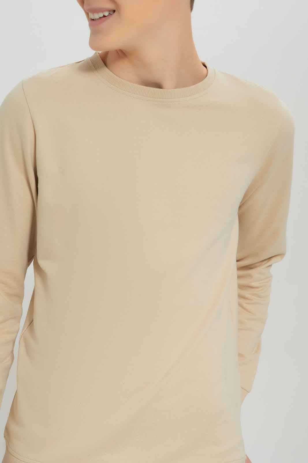 Redtag-Boys-Beige-Plain-Long-Sleeve-Sweat-Tee-BSR-Sweatshirts,-Category:Sweatshirts,-Colour:Beige,-Deals:New-In,-Dept:Boys,-Filter:Senior-Boys-(8-to-14-Yrs),-New-In-BSR-APL,-Non-Sale,-S23A,-Section:Boys-(0-to-14Yrs),-TBL-Senior-Boys-9 to 14 Years