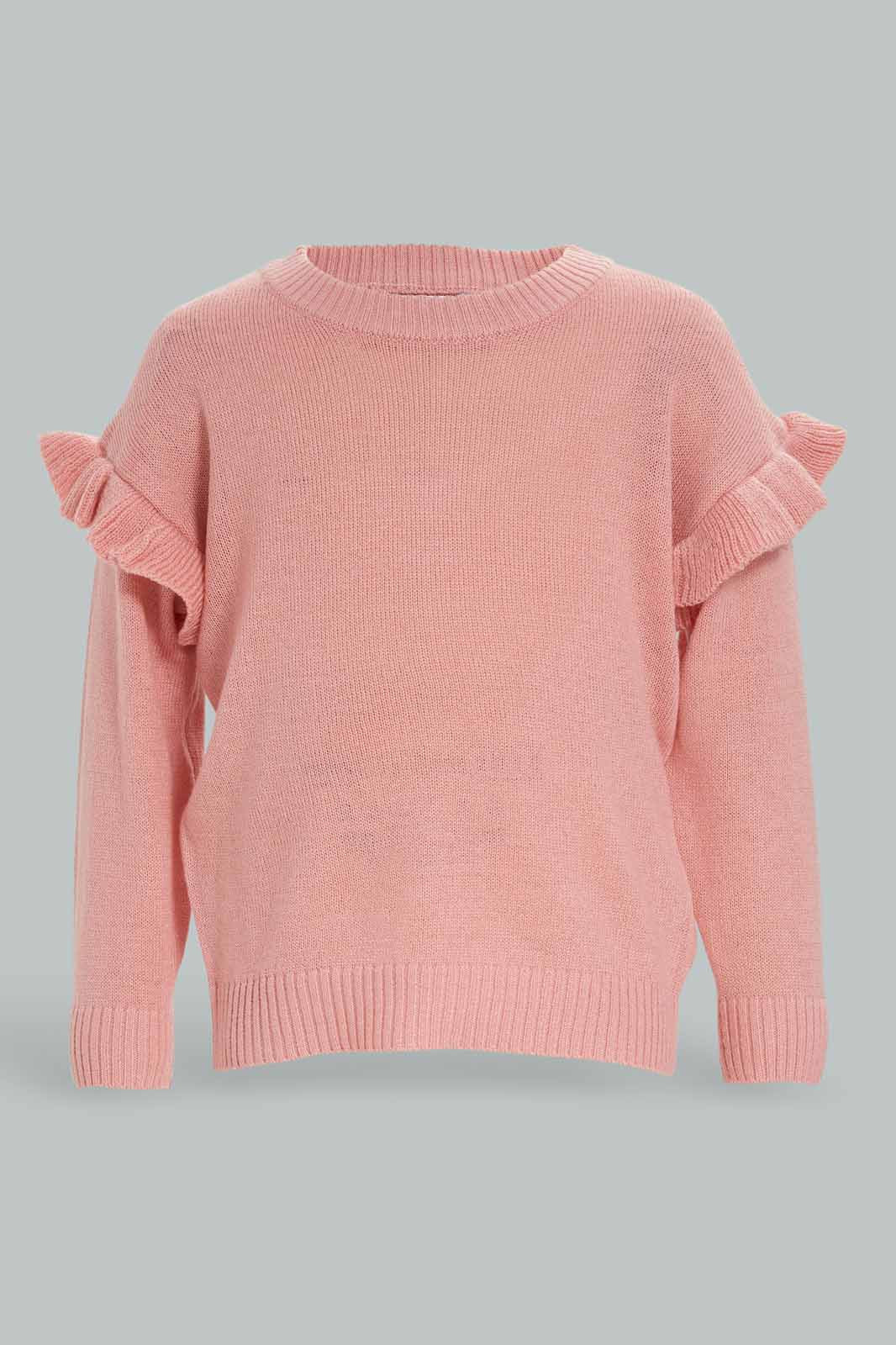 Redtag-Girls-Dark-Pink-Solid-Knit-Pullover-(blank),-Category:Pullovers,-Colour:Apricot,-Deals:New-In,-Dept:Girls,-Filter:Infant-Girls-(3-to-24-Mths),-ING-Pullovers,-New-In-ING-APL,-Non-Sale,-S23A,-Section:Girls-(0-to-14Yrs)-Infant-Girls-
