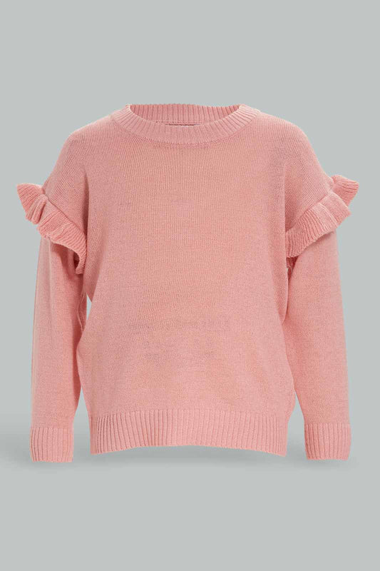 Redtag-Girls-Dark-Pink-Solid-Knit-Pullover-(blank),-Category:Pullovers,-Colour:Apricot,-Deals:New-In,-Dept:Girls,-Filter:Infant-Girls-(3-to-24-Mths),-ING-Pullovers,-New-In-ING-APL,-Non-Sale,-S23A,-Section:Girls-(0-to-14Yrs)-Infant-Girls-