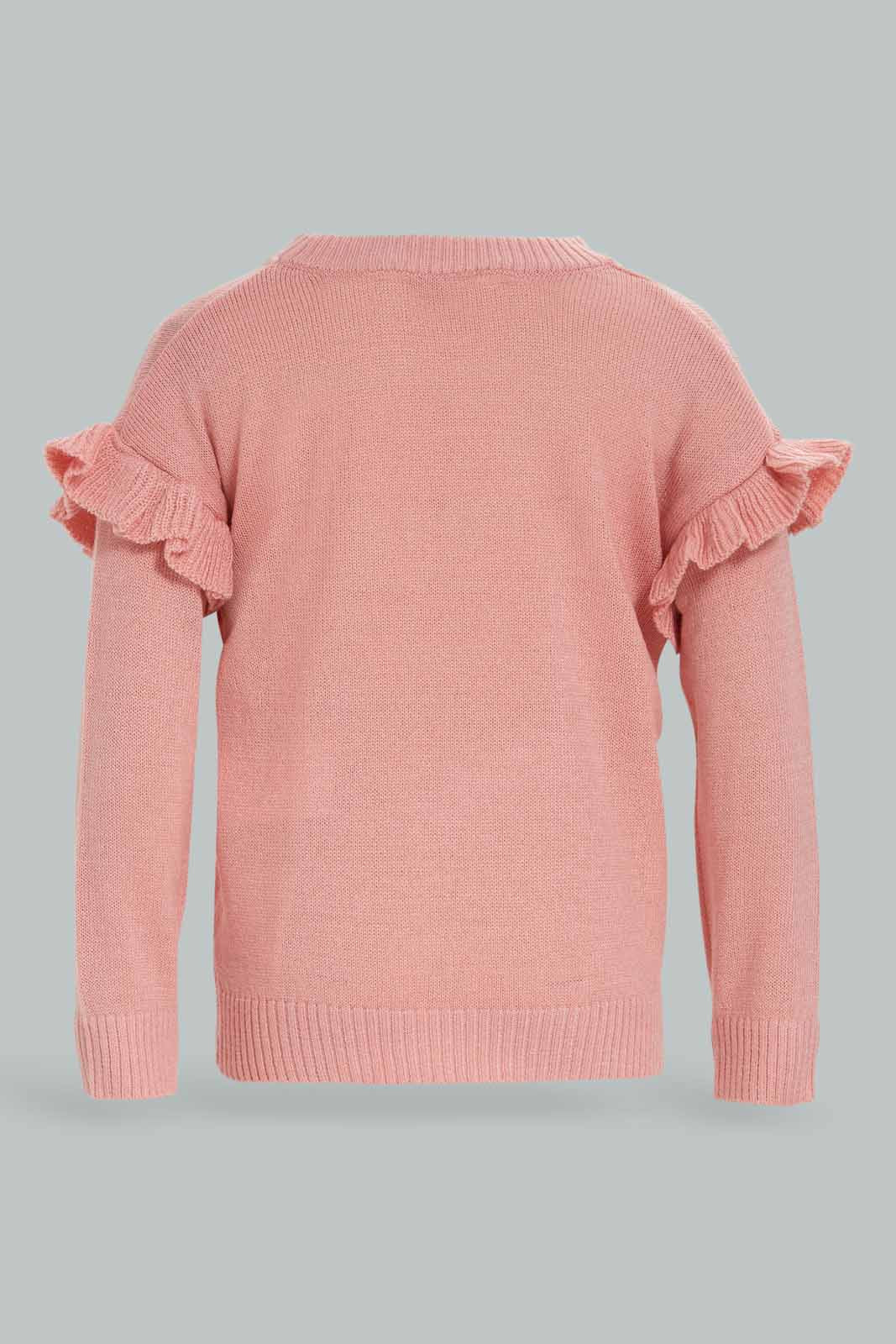Redtag-Girls-Dark-Pink-Solid-Knit-Pullover-(blank),-Category:Pullovers,-Colour:Apricot,-Deals:New-In,-Dept:Girls,-Filter:Infant-Girls-(3-to-24-Mths),-ING-Pullovers,-New-In-ING-APL,-Non-Sale,-S23A,-Section:Girls-(0-to-14Yrs)-Infant-Girls-
