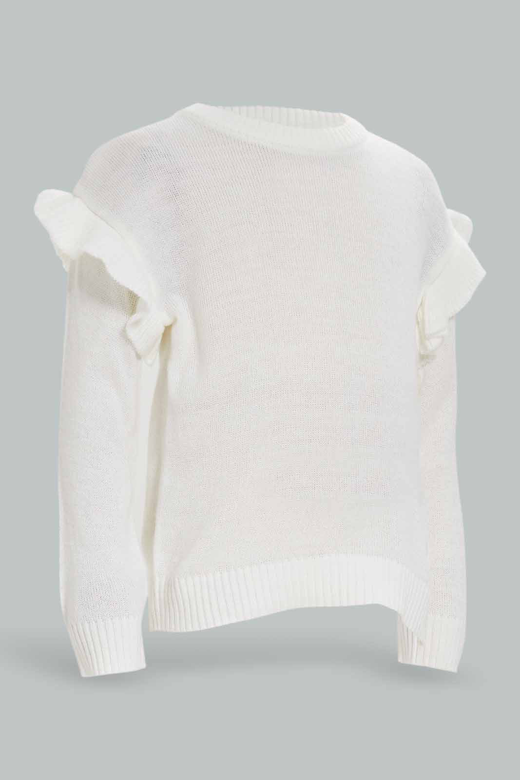 Redtag-Girls-Ivory-Solid-Knit-Pullover-(blank),-Category:Pullovers,-Colour:Ivory,-Deals:New-In,-Dept:Girls,-Filter:Infant-Girls-(3-to-24-Mths),-ING-Pullovers,-New-In-ING-APL,-Non-Sale,-S23A,-Section:Girls-(0-to-14Yrs)-Infant-Girls-