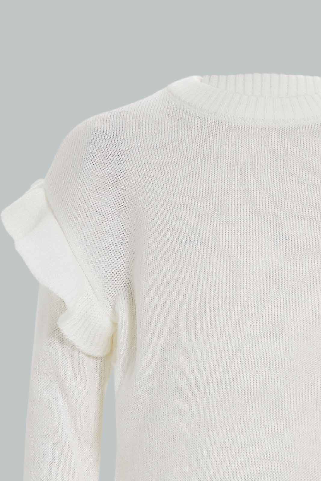 Redtag-Girls-Ivory-Solid-Knit-Pullover-(blank),-Category:Pullovers,-Colour:Ivory,-Deals:New-In,-Dept:Girls,-Filter:Infant-Girls-(3-to-24-Mths),-ING-Pullovers,-New-In-ING-APL,-Non-Sale,-S23A,-Section:Girls-(0-to-14Yrs)-Infant-Girls-