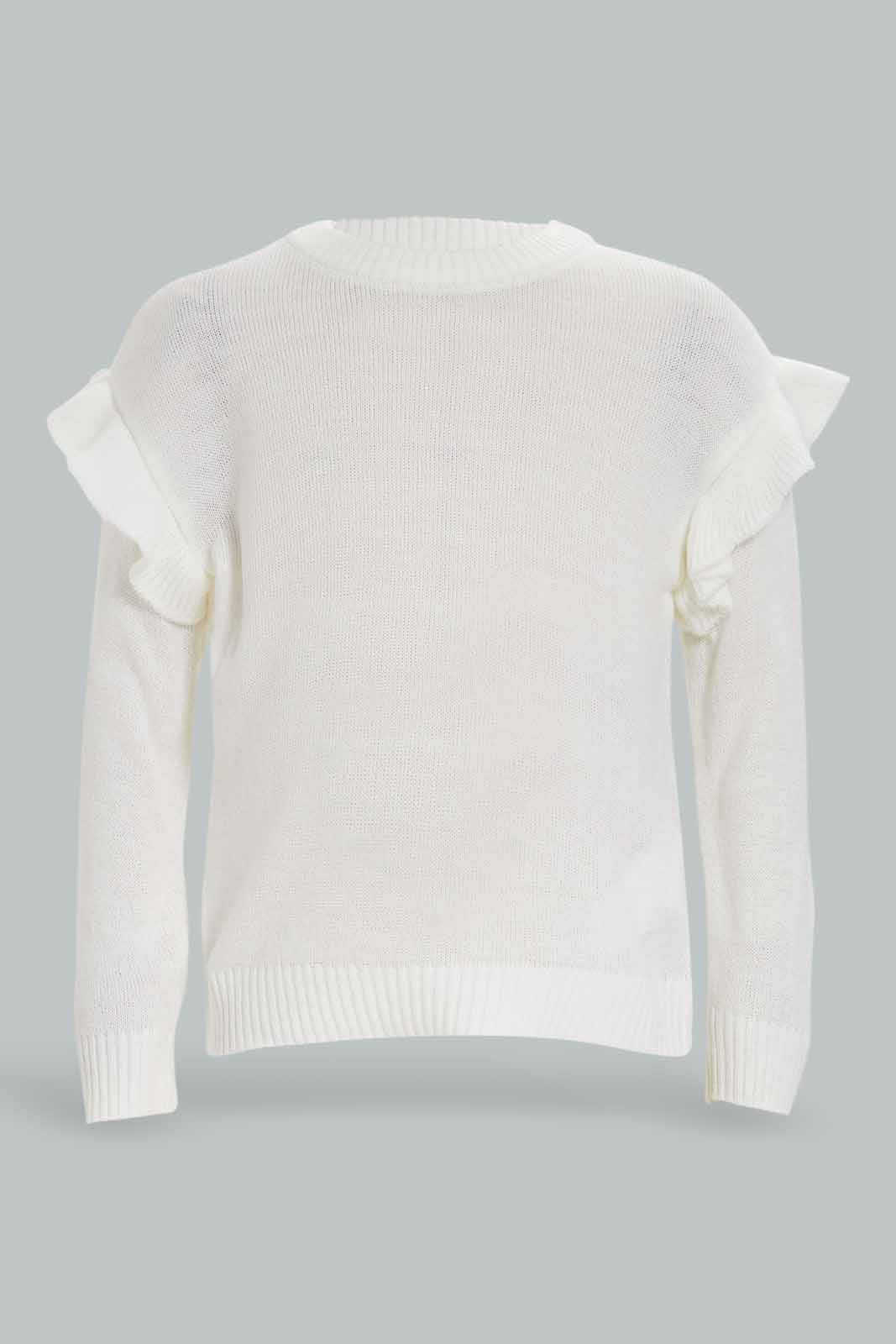 Redtag-Girls-Ivory-Solid-Knit-Pullover-(blank),-Category:Pullovers,-Colour:Ivory,-Deals:New-In,-Dept:Girls,-Filter:Infant-Girls-(3-to-24-Mths),-ING-Pullovers,-New-In-ING-APL,-Non-Sale,-S23A,-Section:Girls-(0-to-14Yrs)-Infant-Girls-
