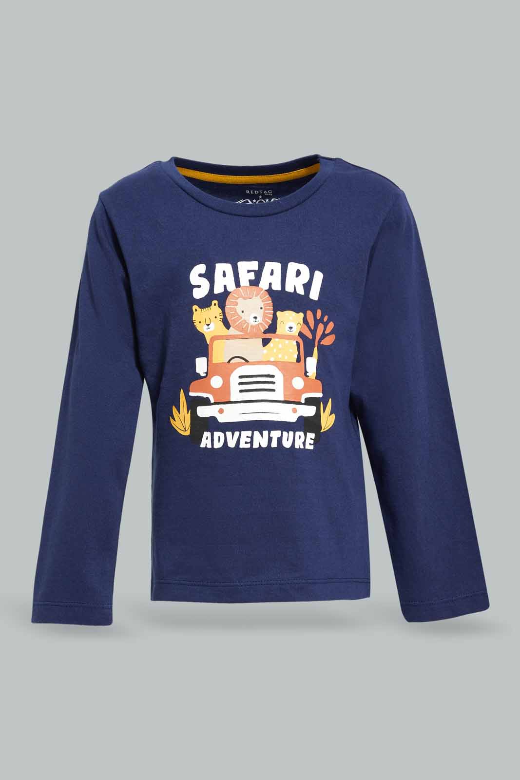 Redtag-Boys-Navy-Safari-Adventure-Ls-T-Shirt-Category:T-Shirts,-Colour:Navy,-Deals:New-In,-Dept:Boys,-Filter:Infant-Boys-(3-to-24-Mths),-INB-T-Shirts,-New-In-INB-APL,-Non-Sale,-S23A,-Section:Boys-(0-to-14Yrs),-TBL-Infant-Boys-3 to 24 Months