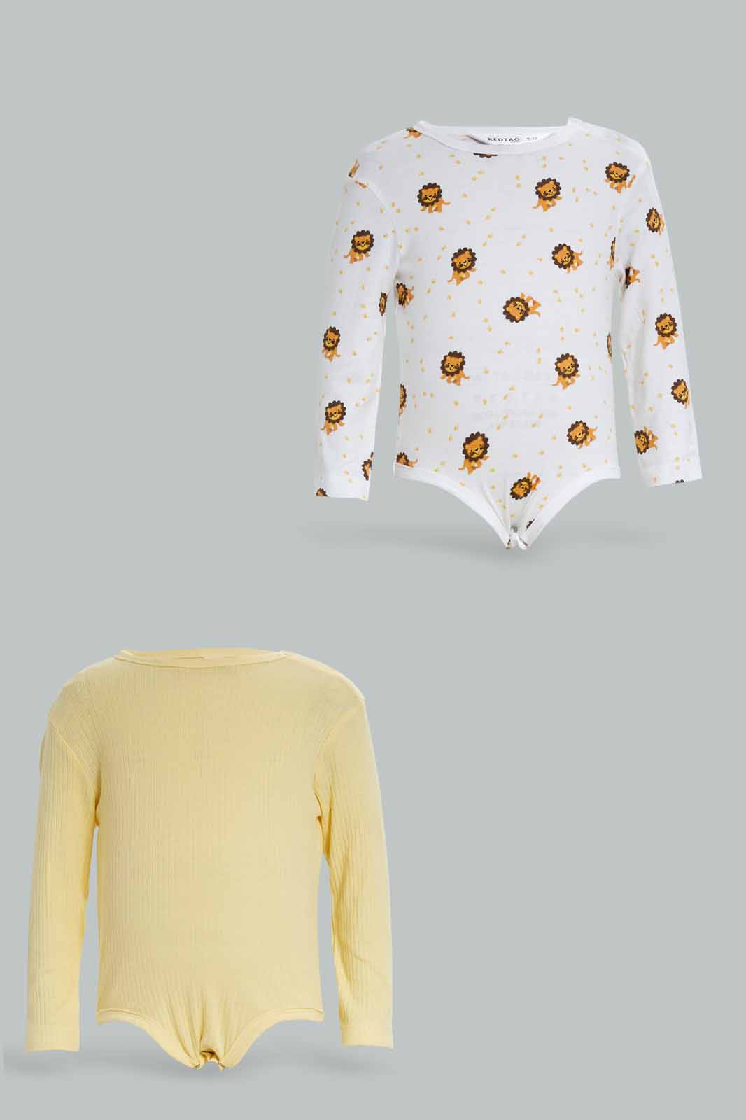 Redtag-Boys-Yellow-2-Pc-Rib-Aop-Bodysuit-Category:Bodysuits,-Colour:Yellow,-Deals:New-In,-Dept:New-Born,-Filter:Baby-(0-to-12-Mths),-NBB-Bodysuits,-New-In-NBB-APL,-Non-Sale,-S23A,-Section:Boys-(0-to-14Yrs)-Baby-