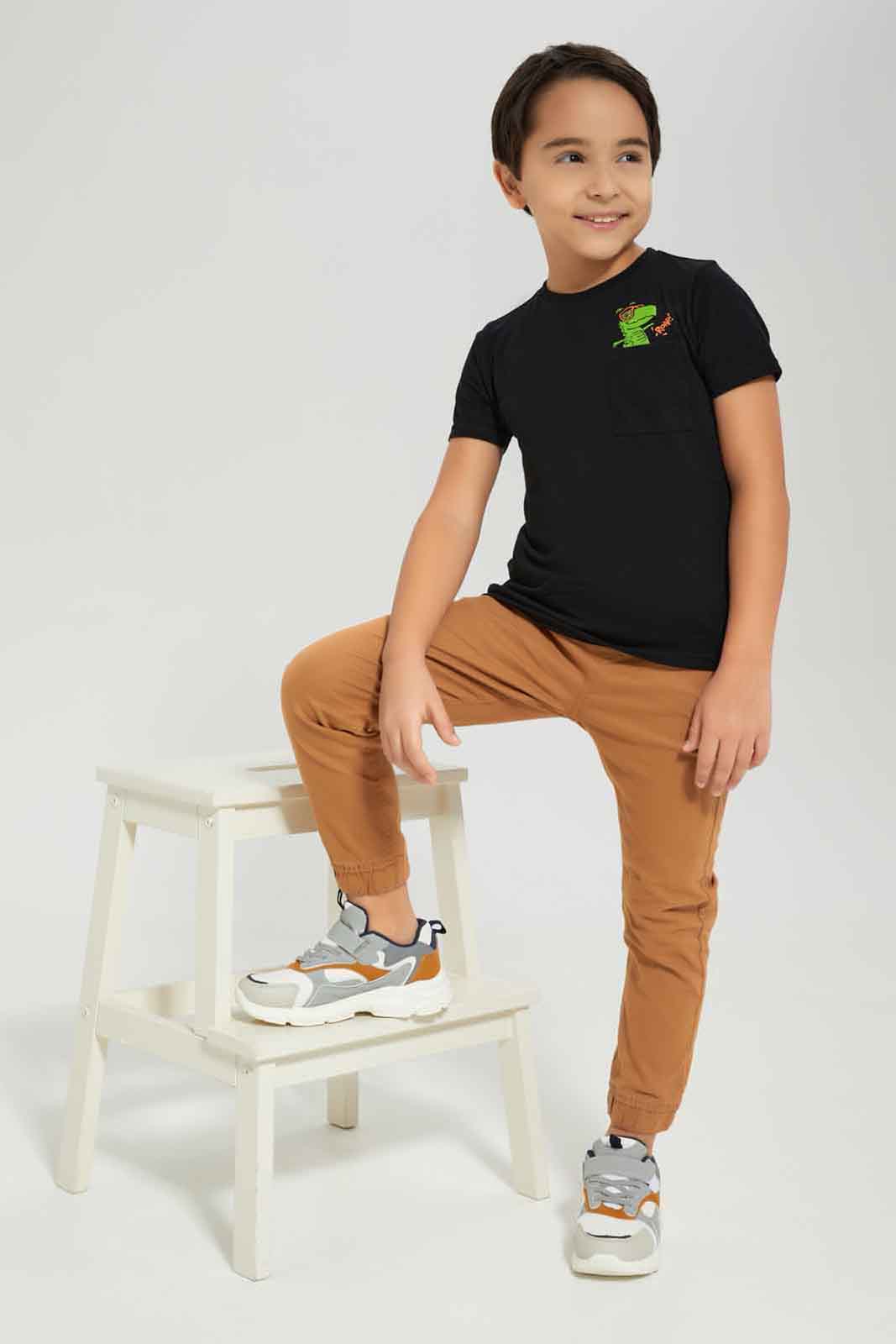 Redtag-Boys-Brown-Elasticated-Waist-Jogger-BOY-Trousers,-Category:Trousers,-Colour:Brown,-Deals:New-In,-Dept:Boys,-Filter:Boys-(2-to-8-Yrs),-New-In-BOY-APL,-Non-Sale,-S23A,-Section:Boys-(0-to-14Yrs),-VLM-Boys-2 to 8 Years