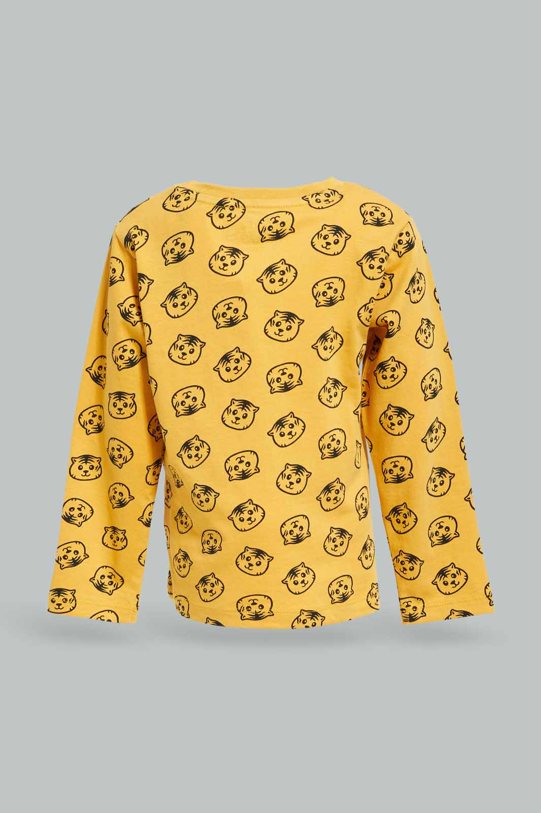 Redtag-Boys-Mustard-Tiger-Aop-Ls-Tshirt-Category:T-Shirts,-Colour:Mustard,-Deals:New-In,-Dept:Boys,-Filter:Infant-Boys-(3-to-24-Mths),-INB-T-Shirts,-New-In-INB-APL,-Non-Sale,-S23A,-Section:Boys-(0-to-14Yrs),-TBL-Infant-Boys-3 to 24 Months