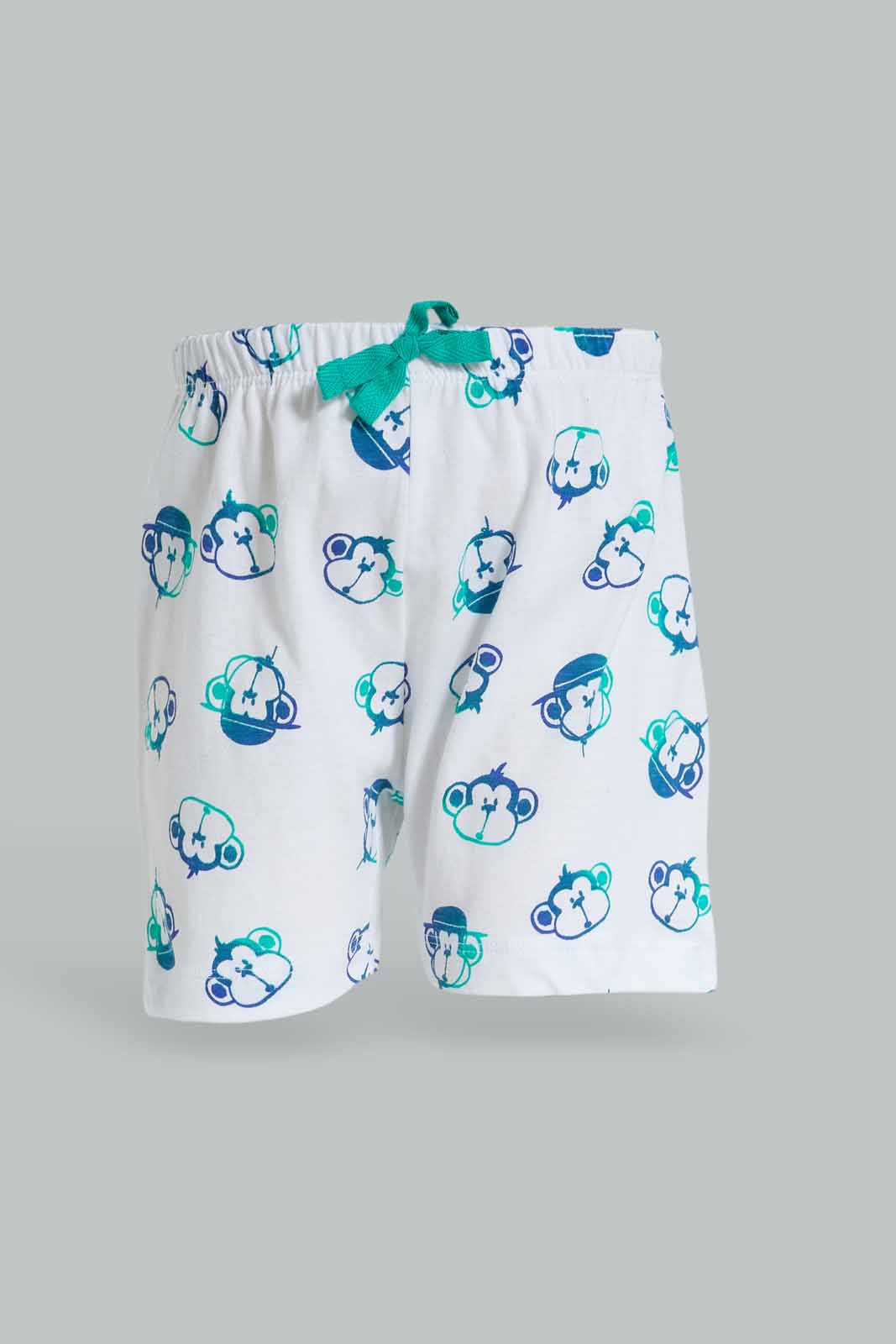 Redtag-Boys-White-Monkey-Aop-Tshirt-And-Short-2-Pack-Pj-Set-Category:Pyjama-Sets,-Colour:White,-Deals:New-In,-Dept:Boys,-Filter:Infant-Boys-(3-to-24-Mths),-INB-Pyjama-Sets,-New-In-INB-APL,-Non-Sale,-S23A,-Section:Boys-(0-to-14Yrs)-Infant-Boys-3 to 24 Months