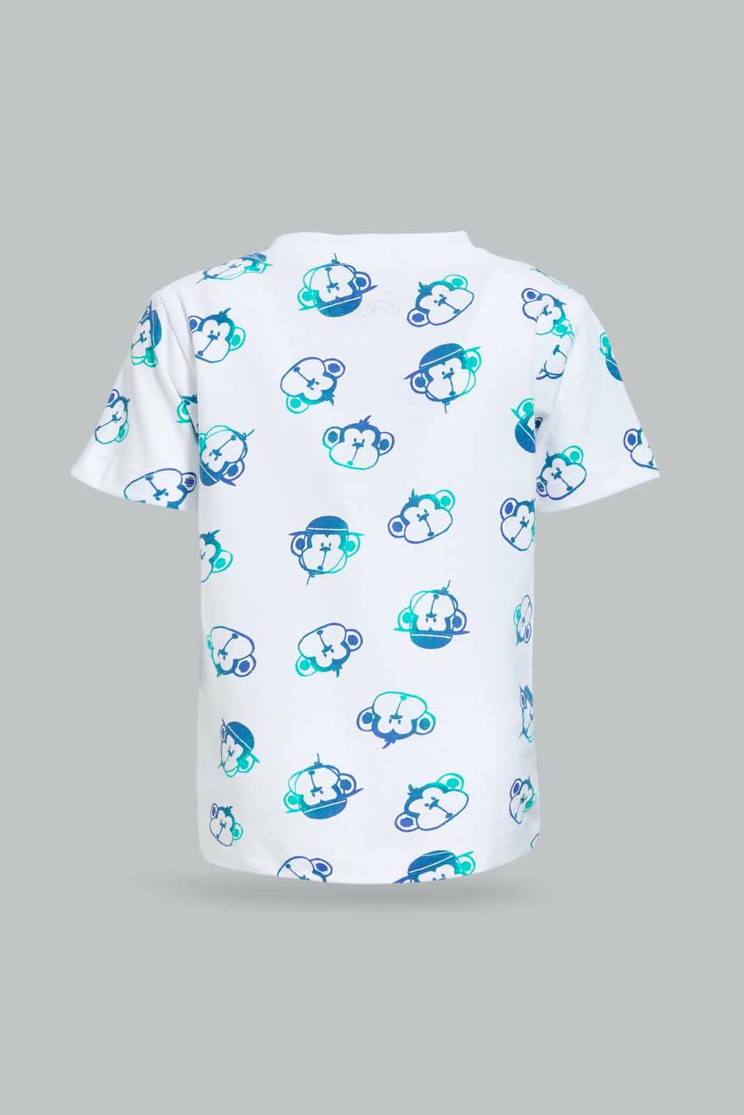 Redtag-Boys-White-Monkey-Aop-Tshirt-And-Short-2-Pack-Pj-Set-Category:Pyjama-Sets,-Colour:White,-Deals:New-In,-Dept:Boys,-Filter:Infant-Boys-(3-to-24-Mths),-INB-Pyjama-Sets,-New-In-INB-APL,-Non-Sale,-S23A,-Section:Boys-(0-to-14Yrs)-Infant-Boys-3 to 24 Months
