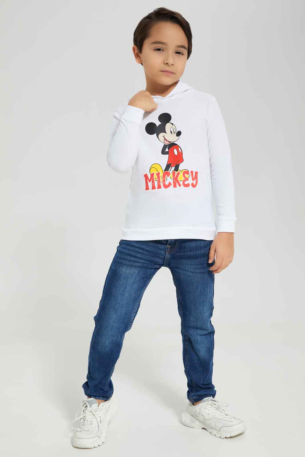 Redtag-Boys-White-Micky-Hooded-Sweatshirt-BOY-Sweatshirts,-Category:Sweatshirts,-CHA,-Colour:White,-Deals:New-In,-Dept:Boys,-Filter:Boys-(2-to-8-Yrs),-New-In-BOY-APL,-Non-Sale,-S23A,-Section:Boys-(0-to-14Yrs),-TBL-Boys-2 to 8 Years