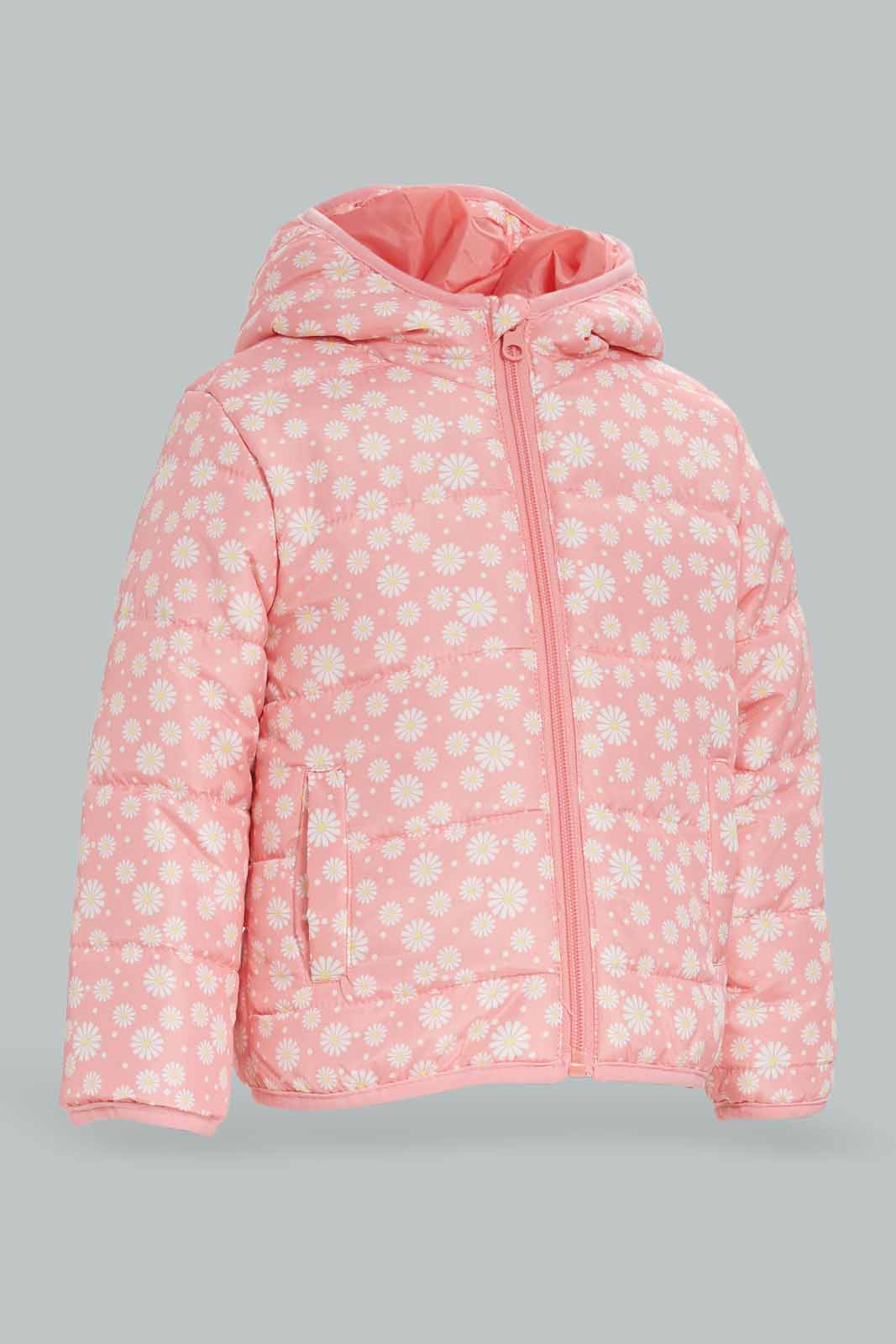 Redtag-Girls-Pink-Aop-Puffer-Jacket-Category:Jackets,-Colour:Apricot,-Deals:New-In,-Dept:Girls,-Filter:Infant-Girls-(3-to-24-Mths),-ING-Jackets,-New-In-ING-APL,-Non-Sale,-S23A,-Section:Girls-(0-to-14Yrs)-Infant-Girls-
