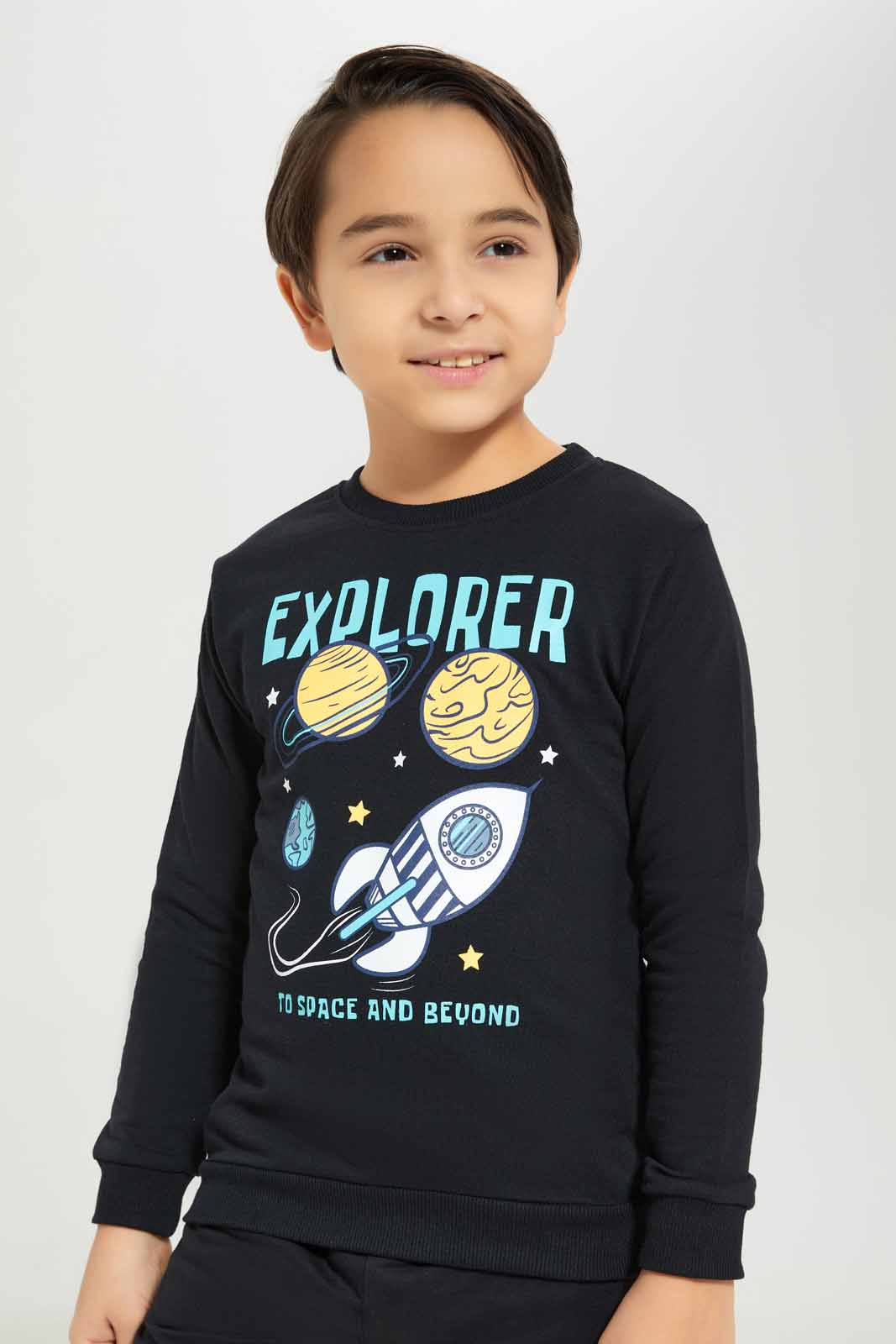 Redtag-Boys-Black-Space-Print-Crew-Neck-Sweatshirt-BOY-Sweatshirts,-Category:Sweatshirts,-Colour:Black,-Deals:New-In,-Dept:Boys,-Filter:Boys-(2-to-8-Yrs),-New-In-BOY-APL,-Non-Sale,-S23A,-Section:Boys-(0-to-14Yrs),-TBL-Boys-2 to 8 Years