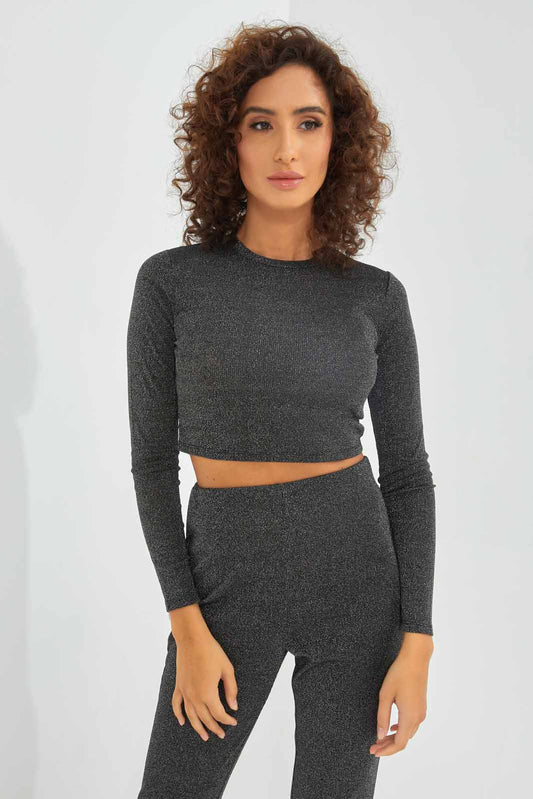 Redtag-Women-High-Neck-Ls-Lurex-Top-Category:Tops,-Colour:Black,-Deals:New-In,-Dept:Ladieswear,-FF,-Filter:Women's-Clothing,-New-In-Women-APL,-Non-Sale,-S23A,-Section:Women,-Women-Tops-Women's-