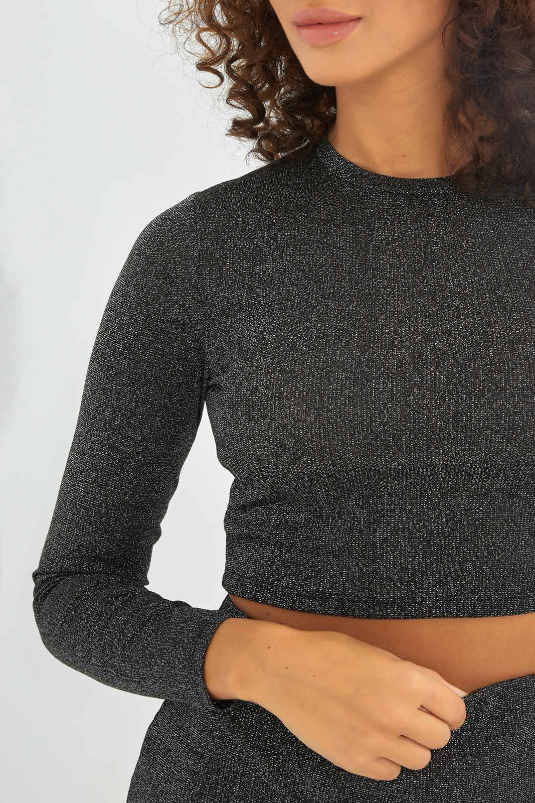 Redtag-Women-High-Neck-Ls-Lurex-Top-Category:Tops,-Colour:Black,-Deals:New-In,-Dept:Ladieswear,-FF,-Filter:Women's-Clothing,-New-In-Women-APL,-Non-Sale,-S23A,-Section:Women,-Women-Tops-Women's-