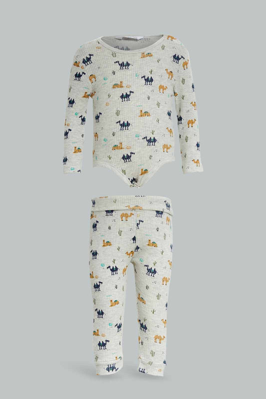 Redtag-Boys-Grey-1-Piece-Bodysuit-+-1-Pyjama-Pants---Set-Category:Sleepsuits,-Colour:Apricot,-Deals:New-In,-Dept:New-Born,-Filter:Baby-(0-to-12-Mths),-NBB-Sleepsuits,-New-In-NBB-APL,-Non-Sale,-S23A,-Section:Boys-(0-to-14Yrs)-Baby-