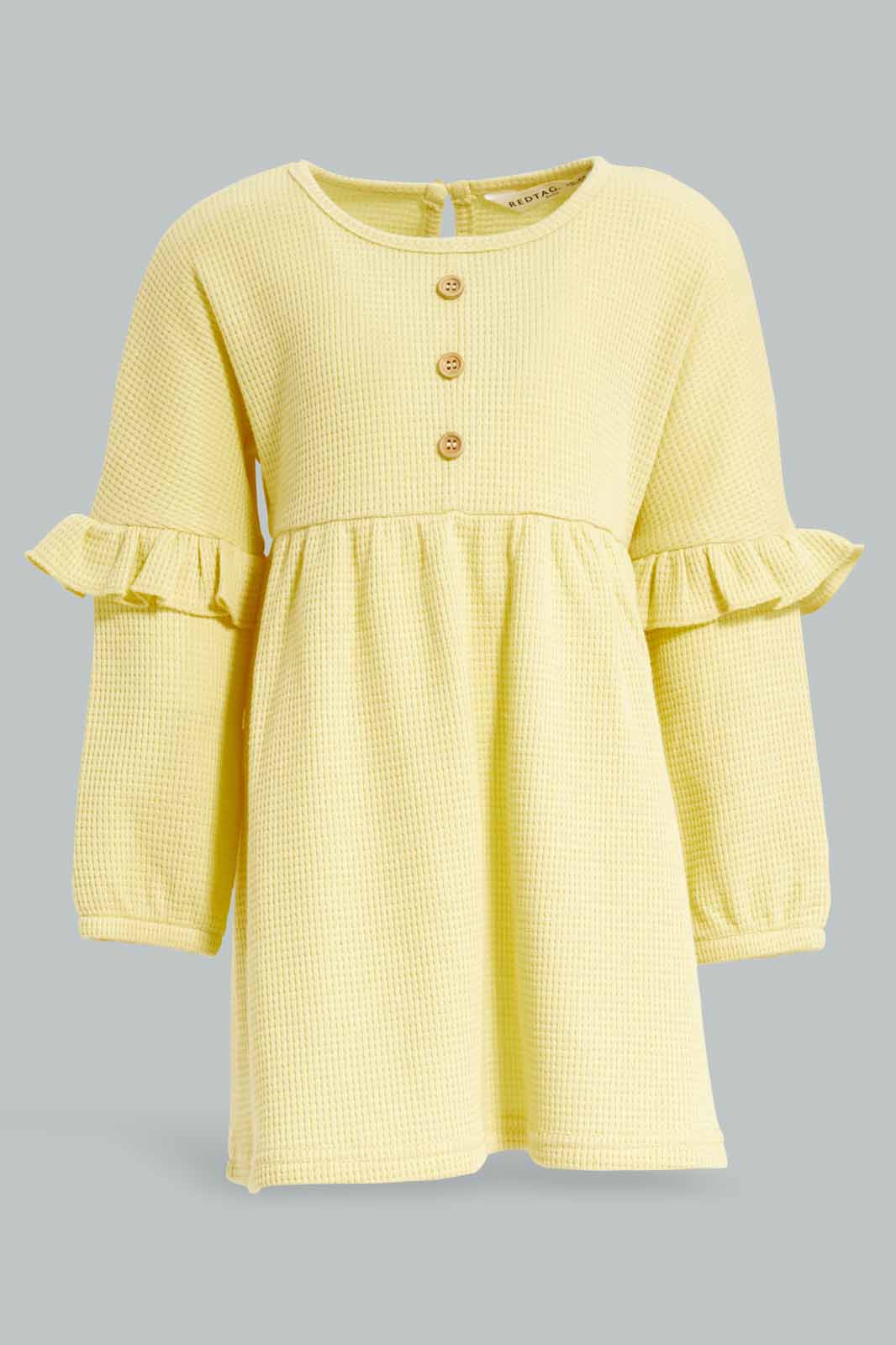 Redtag-Girls-Yellow-Jacquard-Dress-Category:Dresses,-Colour:Yellow,-Deals:New-In,-Dept:Girls,-Filter:Infant-Girls-(3-to-24-Mths),-ING-Dresses,-New-In-ING-APL,-Non-Sale,-S23A,-Section:Girls-(0-to-14Yrs)-Infant-Girls-