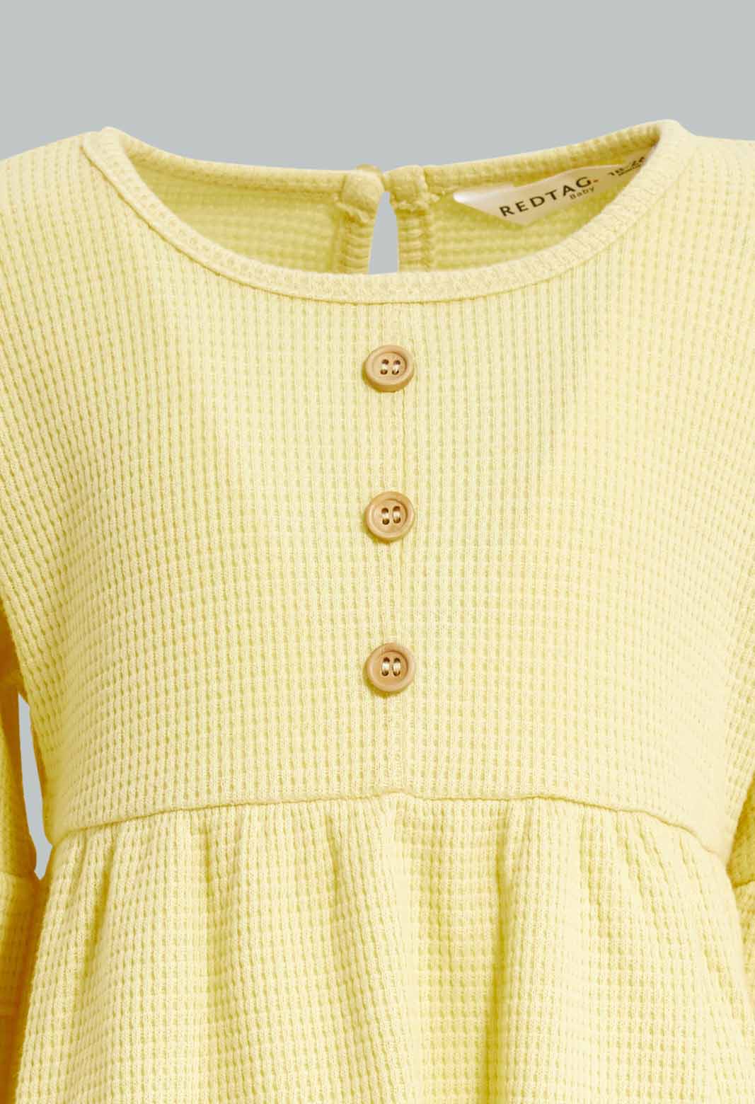 Redtag-Girls-Yellow-Jacquard-Dress-Category:Dresses,-Colour:Yellow,-Deals:New-In,-Dept:Girls,-Filter:Infant-Girls-(3-to-24-Mths),-ING-Dresses,-New-In-ING-APL,-Non-Sale,-S23A,-Section:Girls-(0-to-14Yrs)-Infant-Girls-