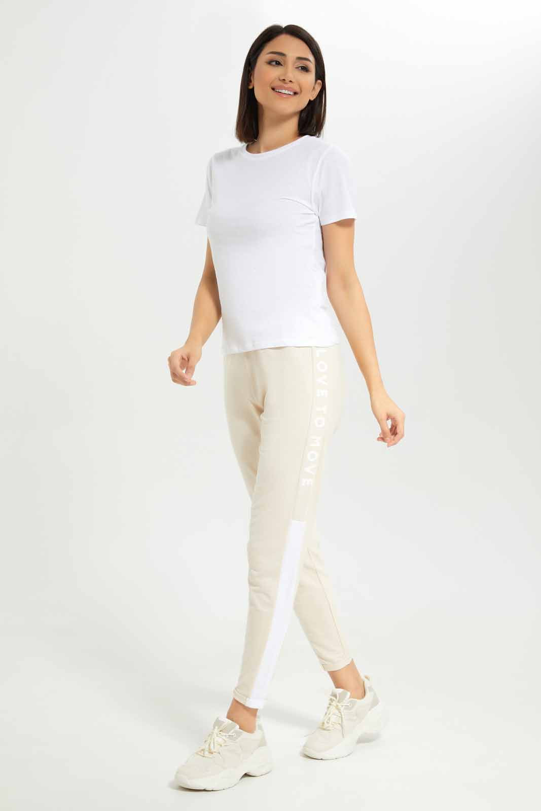 Redtag-Women-Ivory-Basic-Jogger-With-Side-Tape-Category:Joggers,-Colour:Ivory,-Deals:New-In,-Dept:Ladieswear,-Filter:Women's-Clothing,-New-In-Women-APL,-Non-Sale,-S23A,-Section:Women,-TBL,-Women-Joggers-Women's-