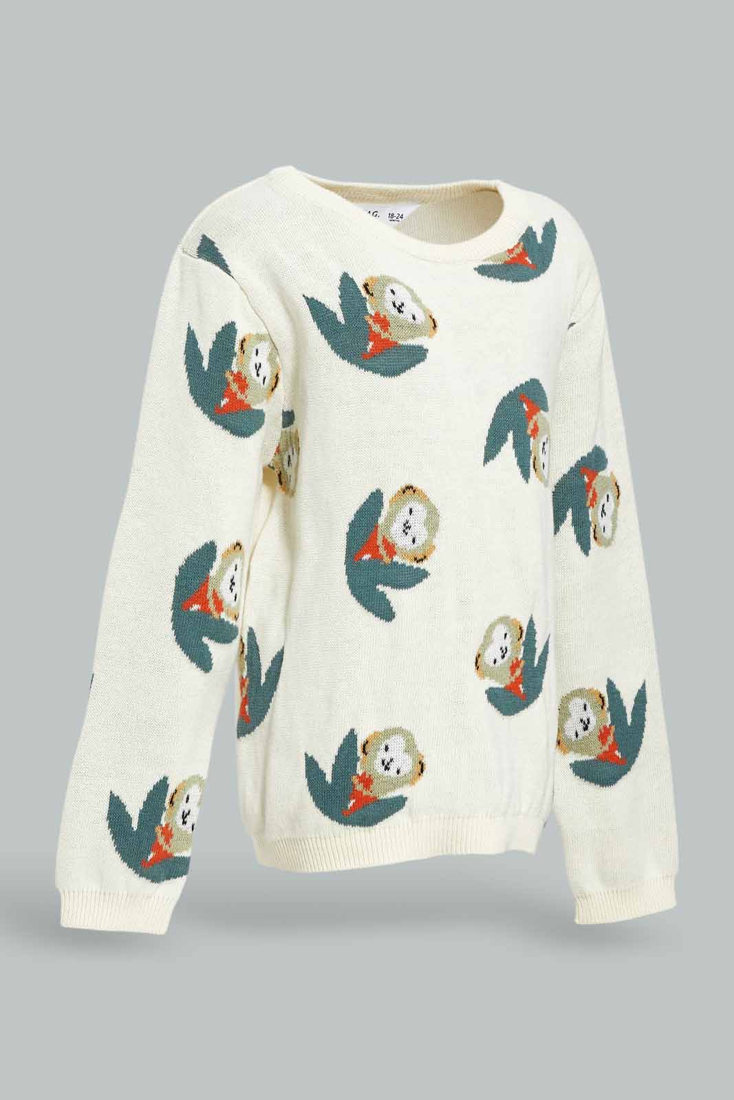 Redtag-Boys-Grey-Monkey-Aop-Crewneck-Pullover-Category:Pullovers,-Colour:Grey,-Deals:New-In,-Dept:Boys,-Filter:Infant-Boys-(3-to-24-Mths),-INB-Pullovers,-New-In-INB-APL,-Non-Sale,-S23A,-Section:Boys-(0-to-14Yrs)-Infant-Boys-3 to 24 Months