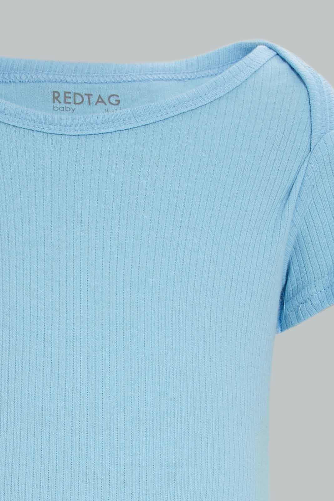 Redtag-Assorted-5-Pack-Rib-Bodysuit-Boy-Category:Bodysuits,-Colour:Blue,-Deals:New-In,-Dept:New-Born,-Filter:Baby-(0-to-12-Mths),-NBF-Bodysuits,-New-In-NBF-APL,-Non-Sale,-S23A,-Section:Boys-(0-to-14Yrs)-Baby-