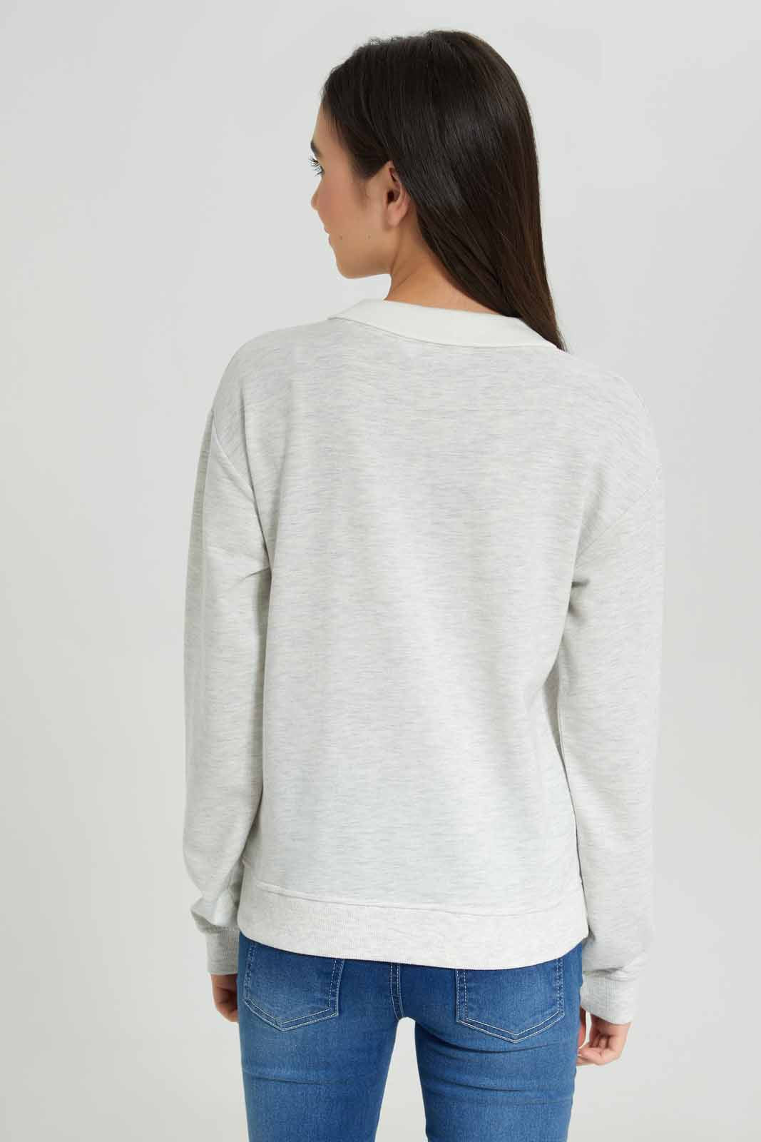 Redtag-Girls-Grey-Melange-Collared-Sweatshirts-Category:Sweatshirts,-Colour:Grey,-Deals:New-In,-Dept:Girls,-Filter:Senior-Girls-(8-to-14-Yrs),-GSR-Sweatshirts,-New-In-GSR-APL,-Non-Sale,-S23A,-Section:Girls-(0-to-14Yrs),-TBL-Senior-Girls-9 to 14 Years