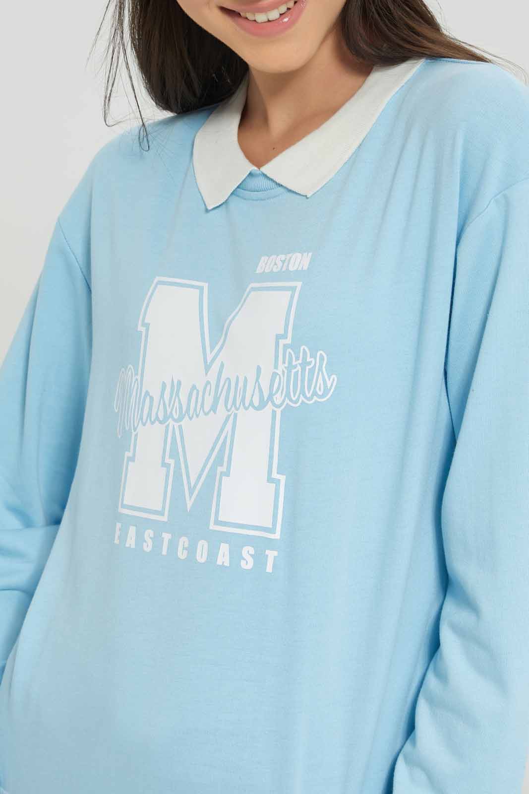 Redtag-Girls-Blue-Collared-Sweatshirts-Category:Sweatshirts,-Colour:Blue,-Deals:New-In,-Dept:Girls,-Filter:Senior-Girls-(8-to-14-Yrs),-GSR-Sweatshirts,-New-In-GSR-APL,-Non-Sale,-S23A,-Section:Girls-(0-to-14Yrs),-TBL-Senior-Girls-9 to 14 Years