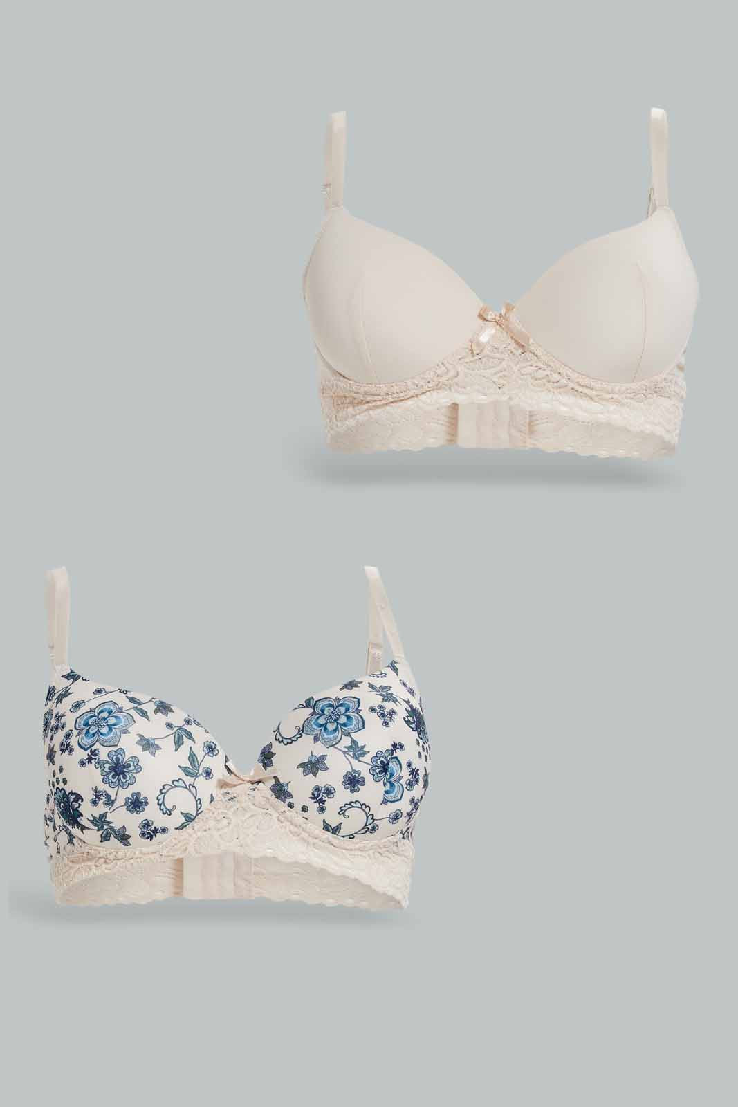 Redtag-Women-Lad-2-Pack-T--Shirt-Bra-Category:Bras,-Colour:Assorted,-Deals:New-In,-Dept:Ladieswear,-Filter:Women's-Clothing,-New-In-Women-APL,-Non-Sale,-Section:Women,-W22B,-Women-Bras--