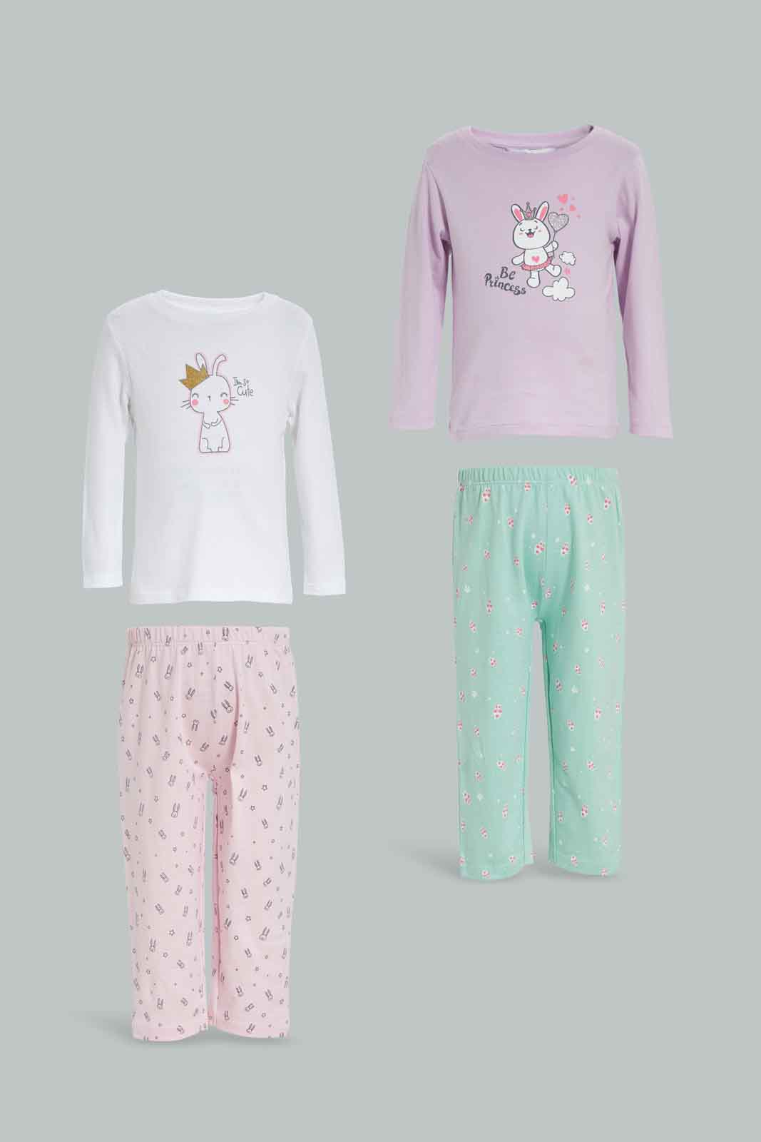 Redtag-Girls-Multi-Colour-2Pack-Pyjama-Set-Category:Pyjama-Sets,-Colour:Assorted,-Deals:New-In,-Filter:Infant-Girls-(3-to-24-Mths),-ING-Pyjama-Sets,-New-In-ING-APL,-Non-Sale,-Section:Girls-(0-to-14Yrs),-W22B-Infant-Girls-3 to 24 Months