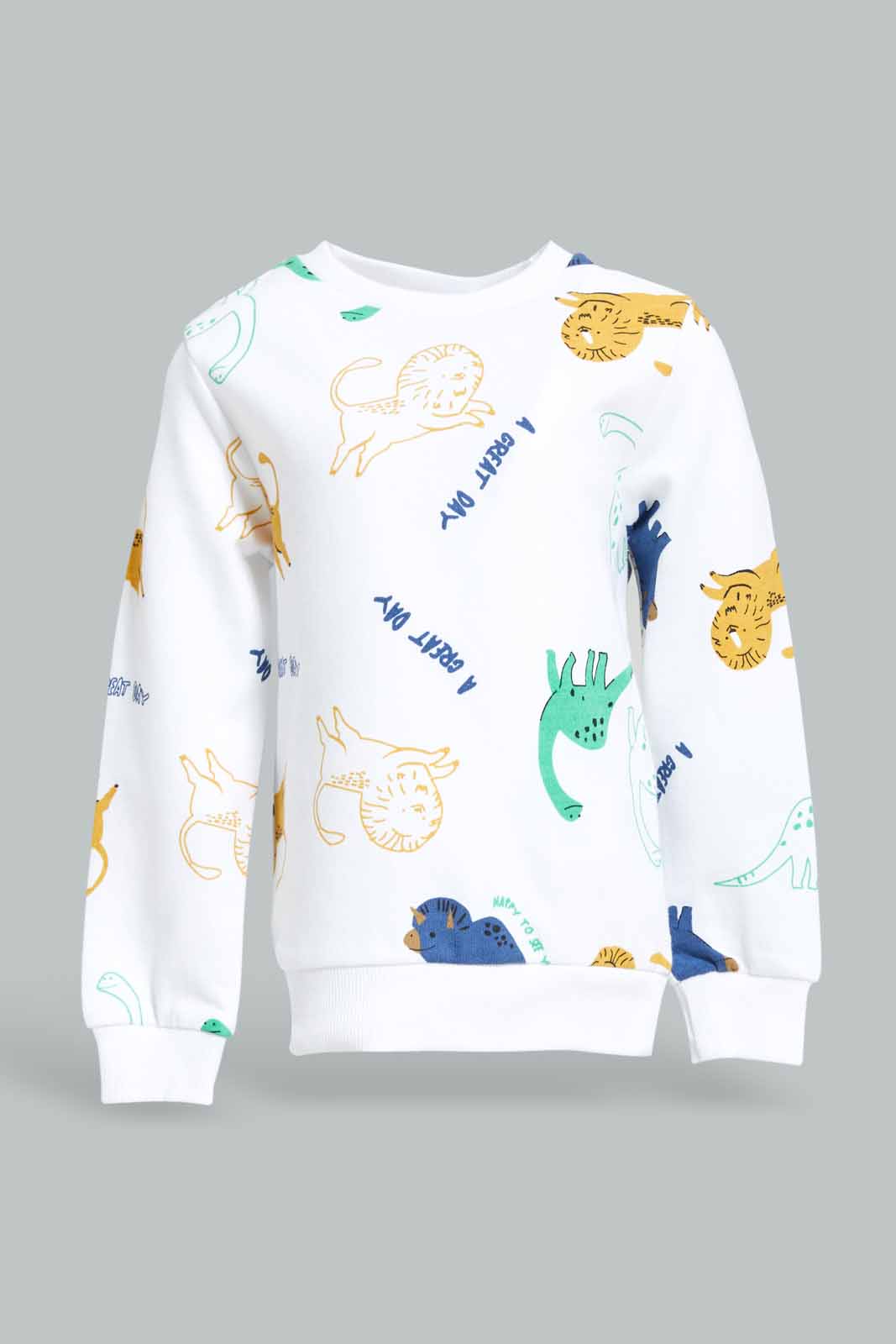 Redtag-Boys-White-Jungle-Safari-Aop-Ls-Sweatshirts-Category:Sweatshirts,-Colour:White,-Deals:New-In,-Dept:Boys,-Filter:Infant-Boys-(3-to-24-Mths),-INB-Sweatshirts,-New-In-INB-APL,-Non-Sale,-S23A,-Section:Boys-(0-to-14Yrs),-TBL-Infant-Boys-3 to 24 Months
