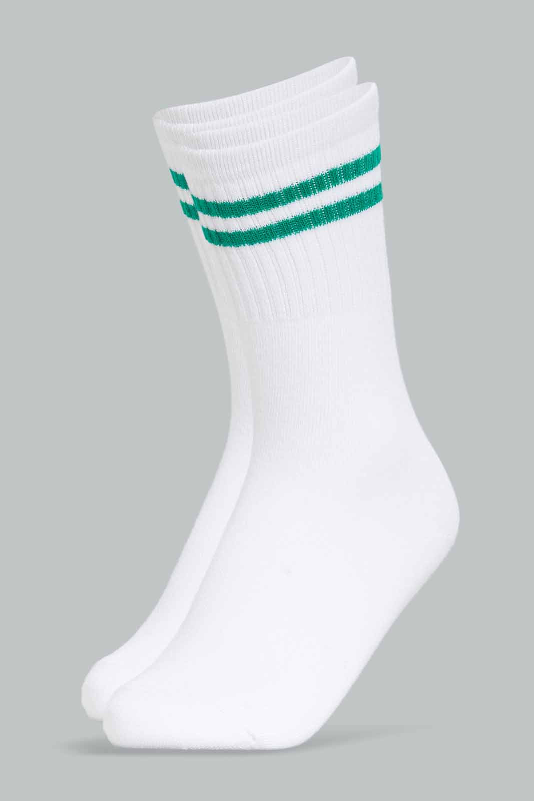Redtag-Girls-Gsr-White-W/Green-Stripes-Crew-Length-Socks-365,-Category:Socks,-Colour:Green,-Deals:New-In,-Dept:Girls,-Filter:Senior-Girls-(8-to-14-Yrs),-FWC,-GSR-Socks,-New-In-GSR-APL,-Non-Sale,-Section:Girls-(0-to-14Yrs)-Senior-Girls-9 to 14 Years
