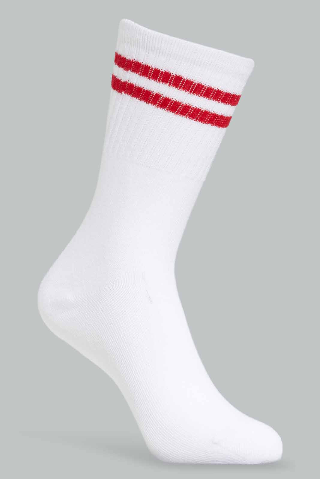 Redtag-Girls-Gsr-White-W/Red-Stripes-Crew-Length-Socks-365,-Category:Socks,-Colour:Red,-Deals:New-In,-Dept:Girls,-Filter:Senior-Girls-(8-to-14-Yrs),-FWC,-GSR-Socks,-New-In-GSR-APL,-Non-Sale,-Section:Girls-(0-to-14Yrs)-Senior-Girls-9 to 14 Years