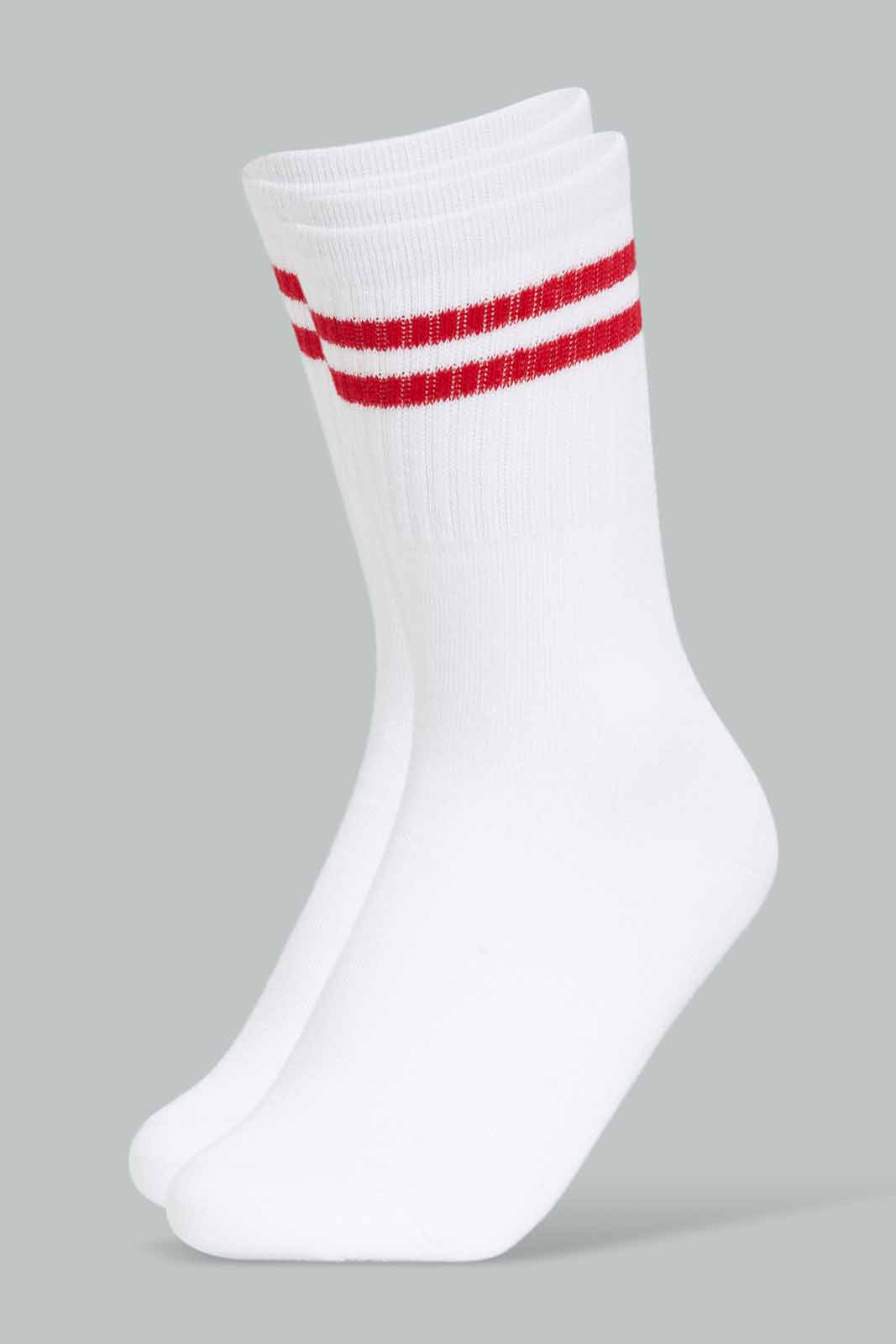 Redtag-Girls-Gsr-White-W/Red-Stripes-Crew-Length-Socks-365,-Category:Socks,-Colour:Red,-Deals:New-In,-Dept:Girls,-Filter:Senior-Girls-(8-to-14-Yrs),-FWC,-GSR-Socks,-New-In-GSR-APL,-Non-Sale,-Section:Girls-(0-to-14Yrs)-Senior-Girls-9 to 14 Years