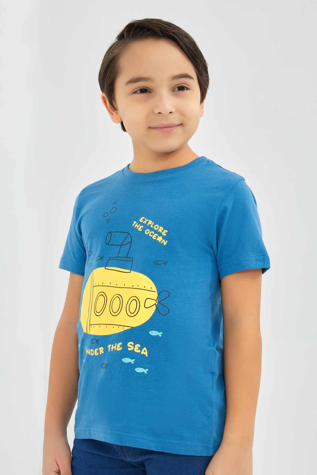 Redtag-Boys-Blue-Ocean-Short-Sleeve-Graphic-T-Shirt-BOY-T-Shirts,-Category:T-Shirts,-Colour:Blue,-Deals:New-In,-Dept:Boys,-Filter:Boys-(2-to-8-Yrs),-New-In-BOY-APL,-Non-Sale,-S23A,-Section:Boys-(0-to-14Yrs),-TBL-Boys-2 to 8 Years