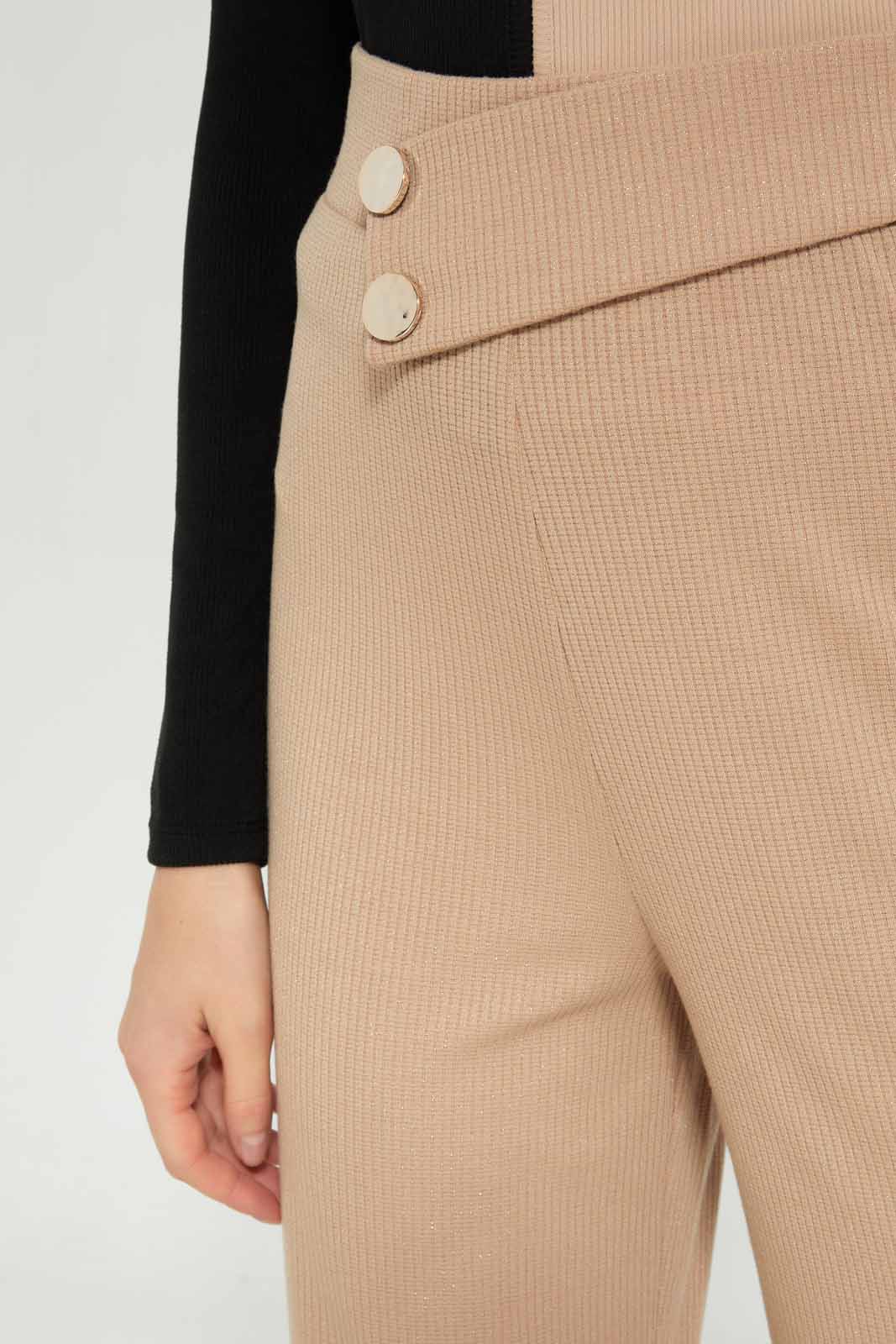 Redtag-Women-Flared-Trouser-With-Buttons-Category:Trousers,-Colour:Beige,-Deals:New-In,-Dept:Ladieswear,-Filter:Women's-Clothing,-LEC,-LEC-Trousers,-New-In-LEC-APL,-Non-Sale,-S23A,-Section:Women-Women's-