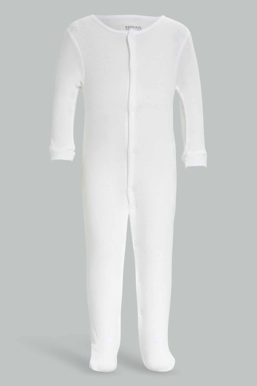 Redtag-White-Ppe-Plain-Sleepsuit-Category:Sleepsuits,-Colour:Apricot,-Deals:New-In,-Dept:New-Born,-Filter:Baby-(0-to-12-Mths),-NBF-Sleepsuits,-New-In-NBF-APL,-Non-Sale,-PPE,-S23A,-Section:Boys-(0-to-14Yrs)-Baby-