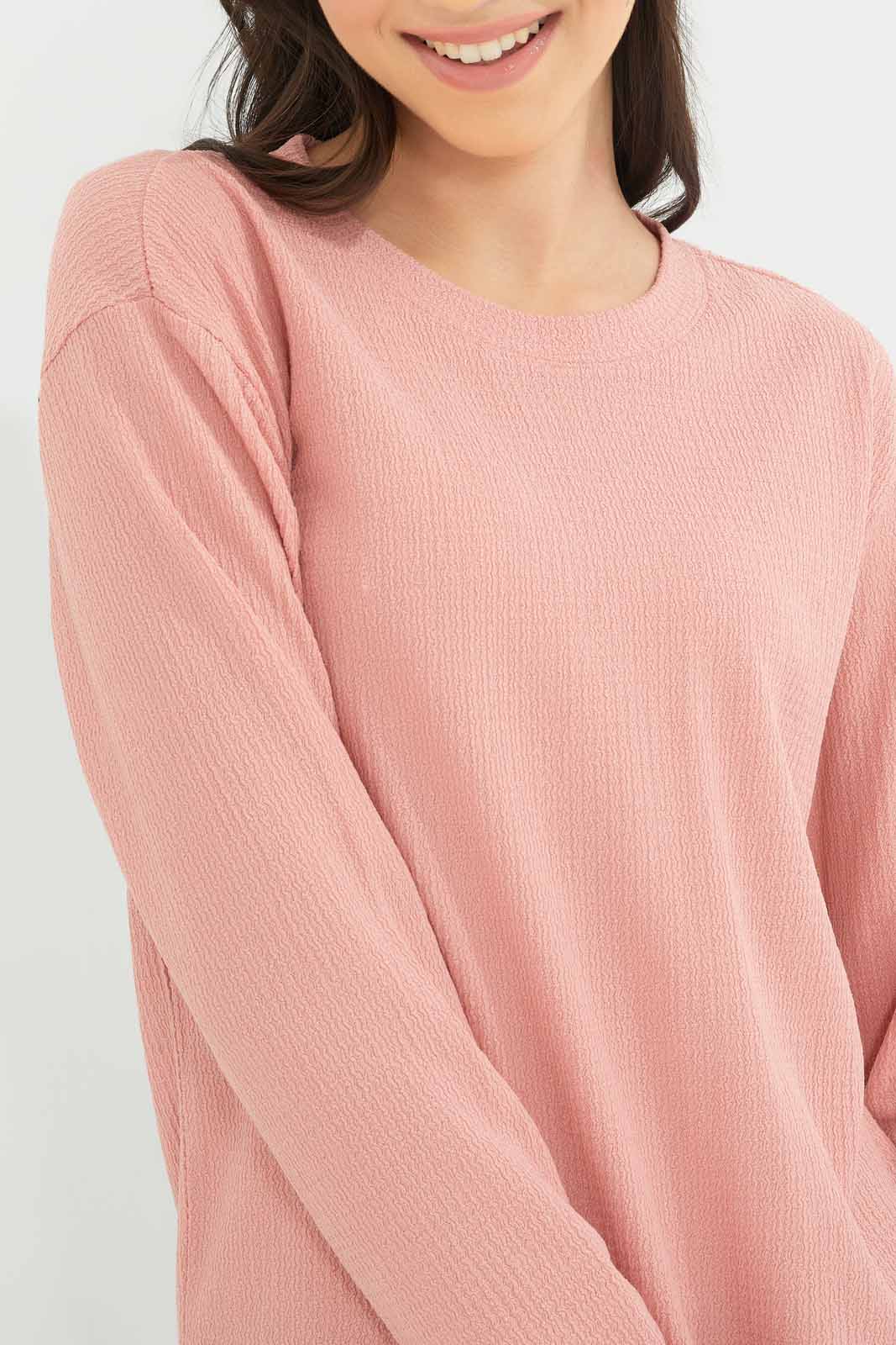 Redtag-Girls-Pink-Jacquard-Top-Category:T-Shirts,-Colour:Apricot,-Deals:New-In,-Dept:Girls,-Filter:Senior-Girls-(8-to-14-Yrs),-GSR-T-Shirts,-New-In-GSR-APL,-Non-Sale,-S23A,-Section:Girls-(0-to-14Yrs),-TBL-Senior-Girls-9 to 14 Years