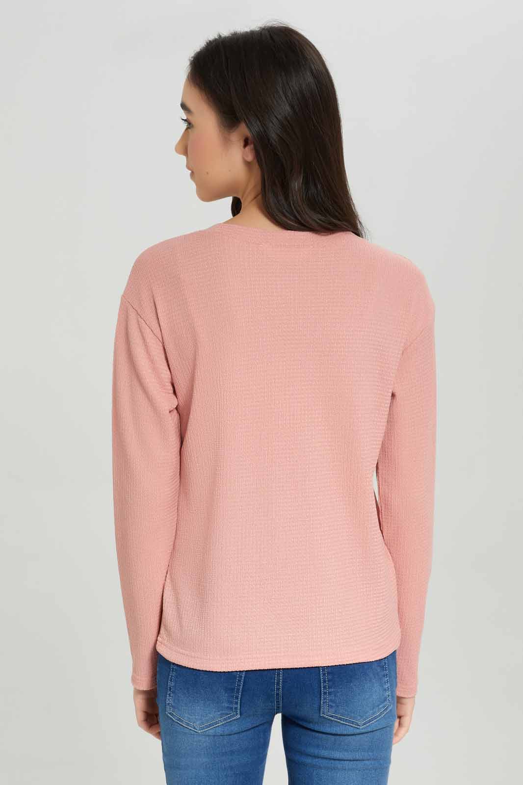Redtag-Girls-Pink-Jacquard-Top-Category:T-Shirts,-Colour:Apricot,-Deals:New-In,-Dept:Girls,-Filter:Senior-Girls-(8-to-14-Yrs),-GSR-T-Shirts,-New-In-GSR-APL,-Non-Sale,-S23A,-Section:Girls-(0-to-14Yrs),-TBL-Senior-Girls-9 to 14 Years