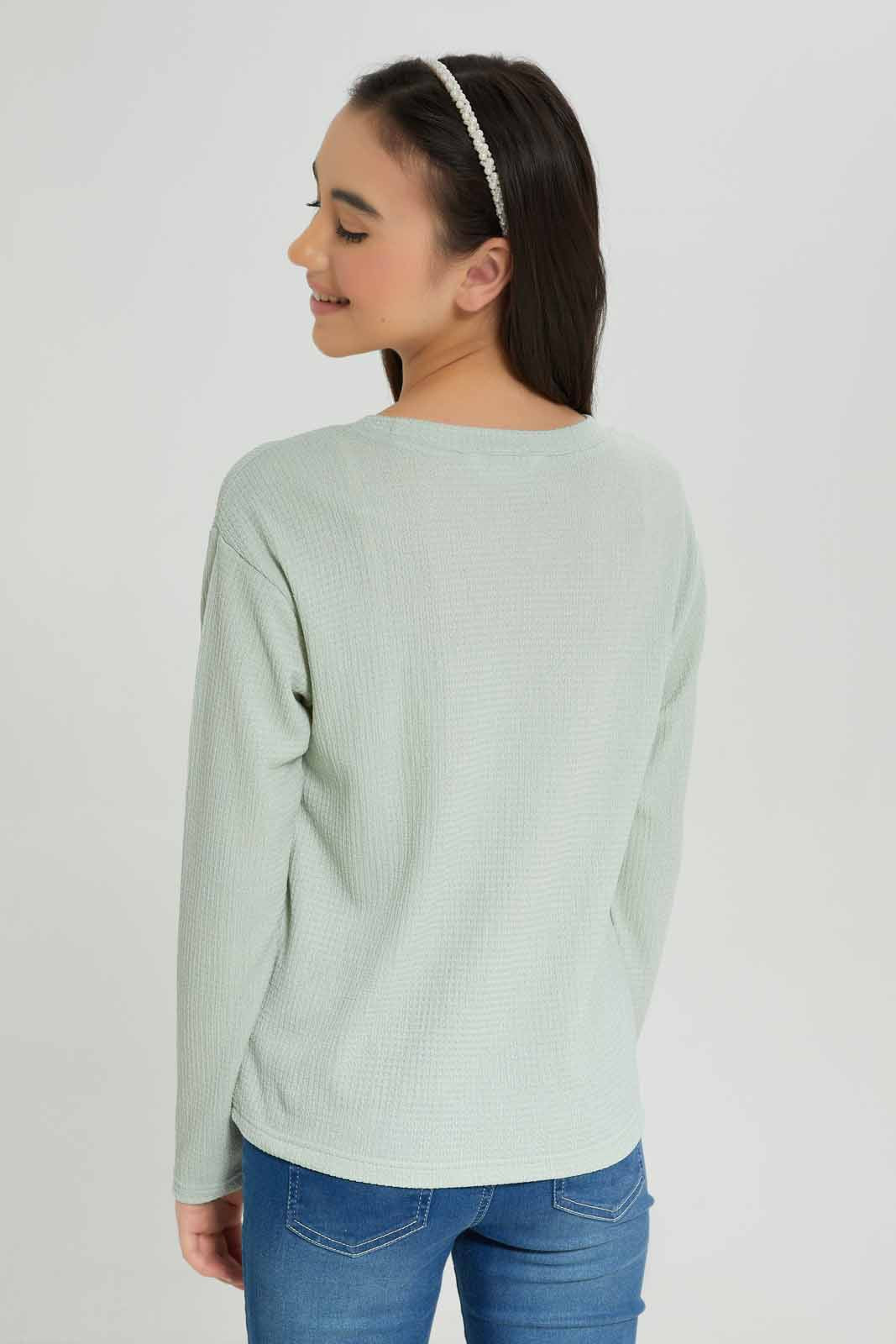 Redtag-Girls-Mint-Jacquard-Top-Category:T-Shirts,-Colour:Mint,-Deals:New-In,-Dept:Girls,-Filter:Senior-Girls-(8-to-14-Yrs),-GSR-T-Shirts,-New-In-GSR-APL,-Non-Sale,-S23A,-Section:Girls-(0-to-14Yrs),-TBL-Senior-Girls-9 to 14 Years