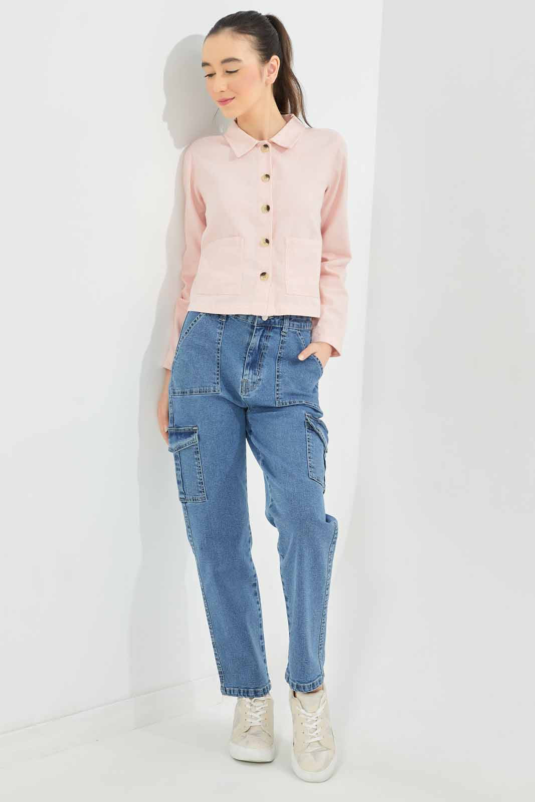 Redtag-Girls-Pink-Embroidered-Jackets-Category:Jackets,-Colour:Apricot,-Deals:New-In,-Dept:Girls,-Filter:Senior-Girls-(8-to-14-Yrs),-GSR-Jackets,-New-In-GSR-APL,-Non-Sale,-S23A,-Section:Girls-(0-to-14Yrs)-Senior-Girls-9 to 14 Years