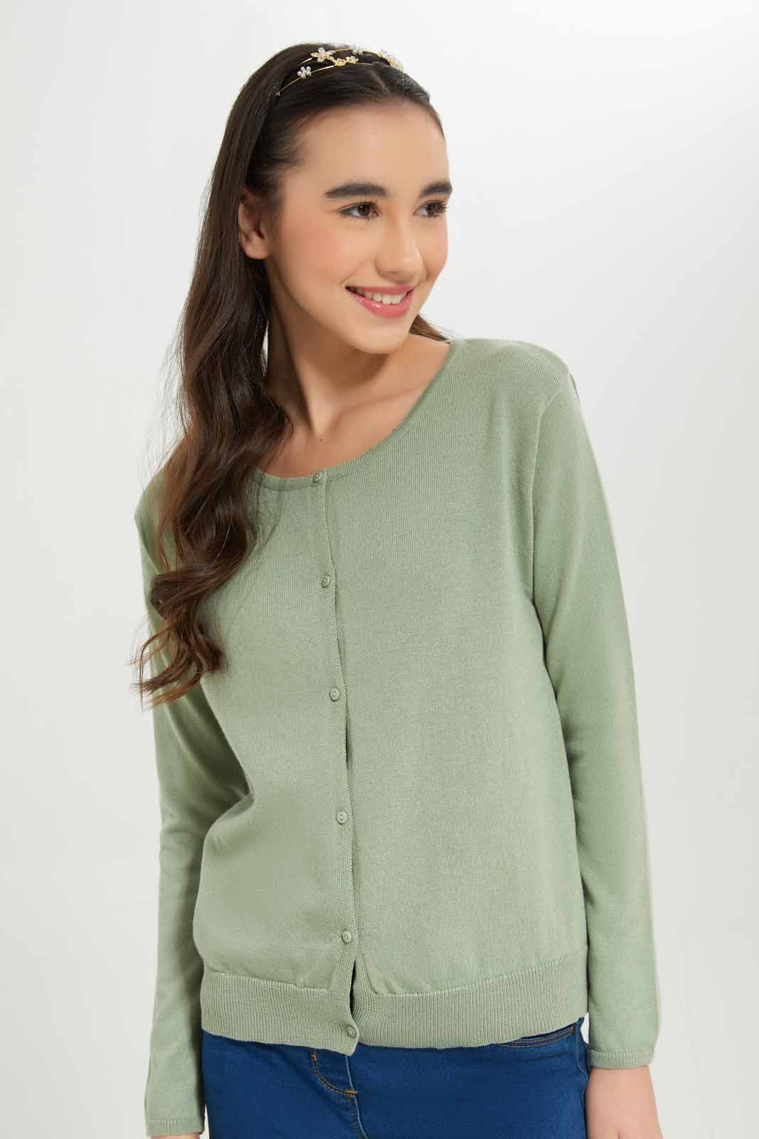 Redtag-Girls-Mint-Cardigan-Category:Cardigans,-Colour:Mint,-Deals:New-In,-Dept:Girls,-Filter:Senior-Girls-(8-to-14-Yrs),-GSR-Cardigans,-New-In-GSR-APL,-Non-Sale,-S23A,-Section:Girls-(0-to-14Yrs)-Senior-Girls-