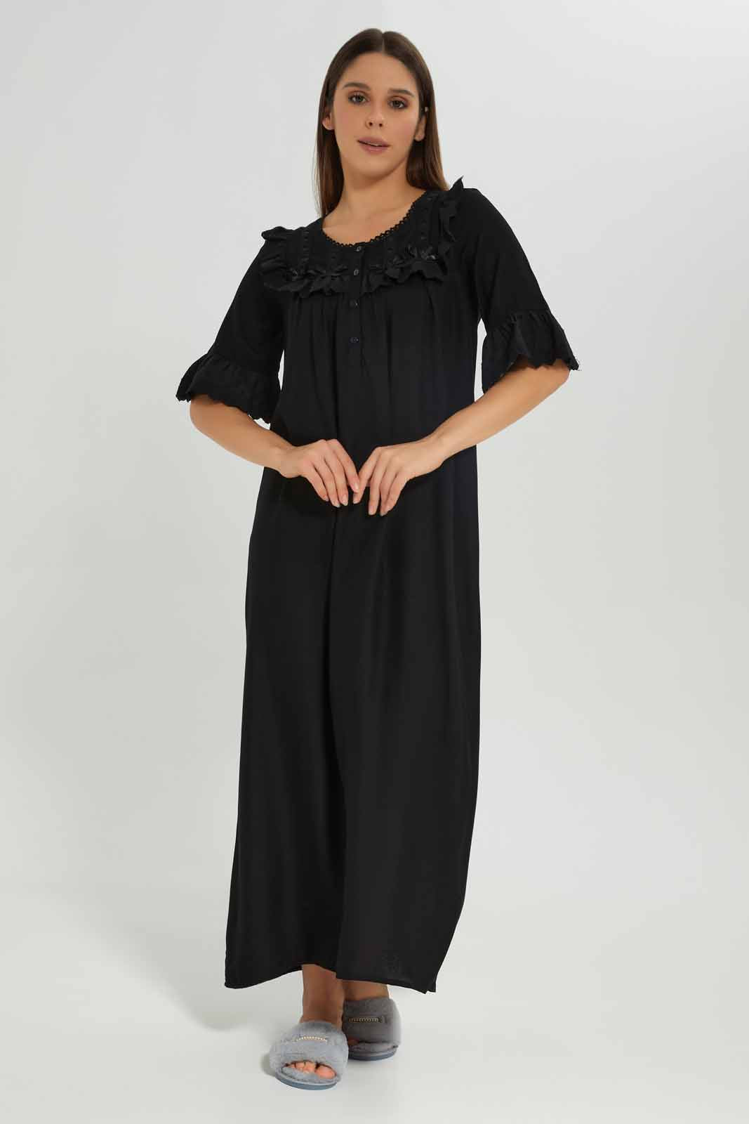 Redtag-Women-Navy-Co9Lor-Short-Sleeves-Nightgown-Category:Nightgowns,-Colour:Navy,-Deals:New-In,-Dept:Ladieswear,-Filter:Women's-Clothing,-New-In-Women-APL,-Non-Sale,-Section:Women,-W22B,-Women-Nightgowns--