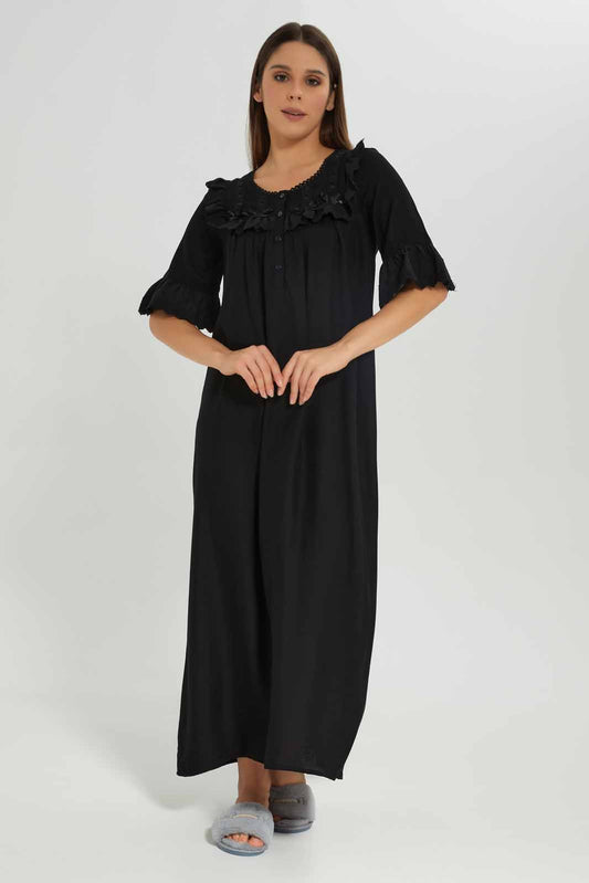 Redtag-Women-Navy-Co9Lor-Short-Sleeves-Nightgown-Category:Nightgowns,-Colour:Navy,-Deals:New-In,-Dept:Ladieswear,-Filter:Women's-Clothing,-New-In-Women-APL,-Non-Sale,-Section:Women,-W22B,-Women-Nightgowns--