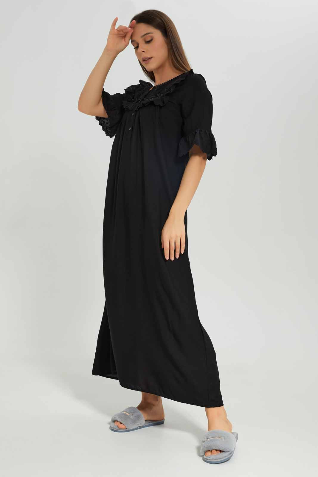 Redtag-Women-Navy-Co9Lor-Short-Sleeves-Nightgown-Category:Nightgowns,-Colour:Navy,-Deals:New-In,-Dept:Ladieswear,-Filter:Women's-Clothing,-New-In-Women-APL,-Non-Sale,-Section:Women,-W22B,-Women-Nightgowns--